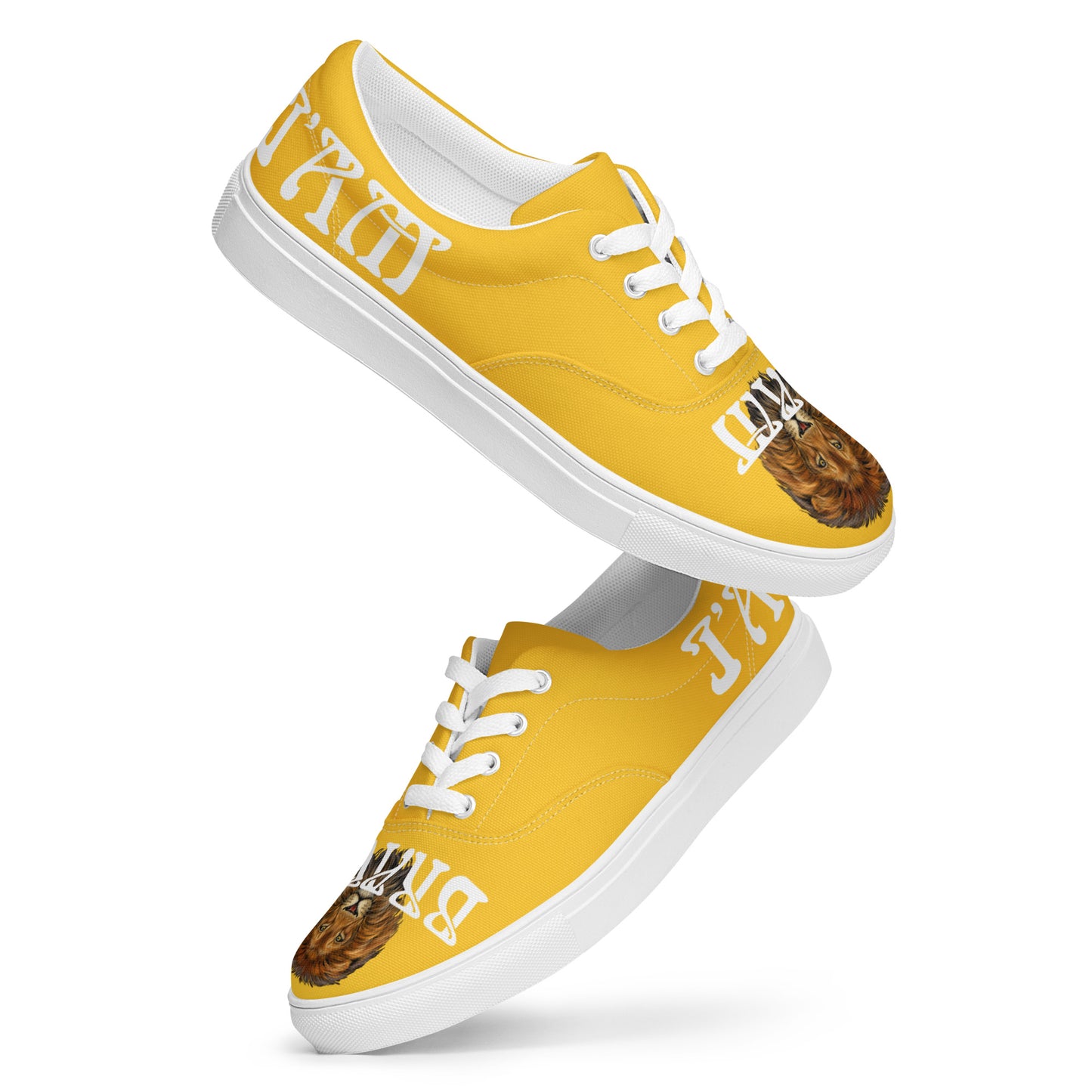 “I’AM BRAVE!” Yellow Women’s Lace-Up Canvas Shoes W/White Font