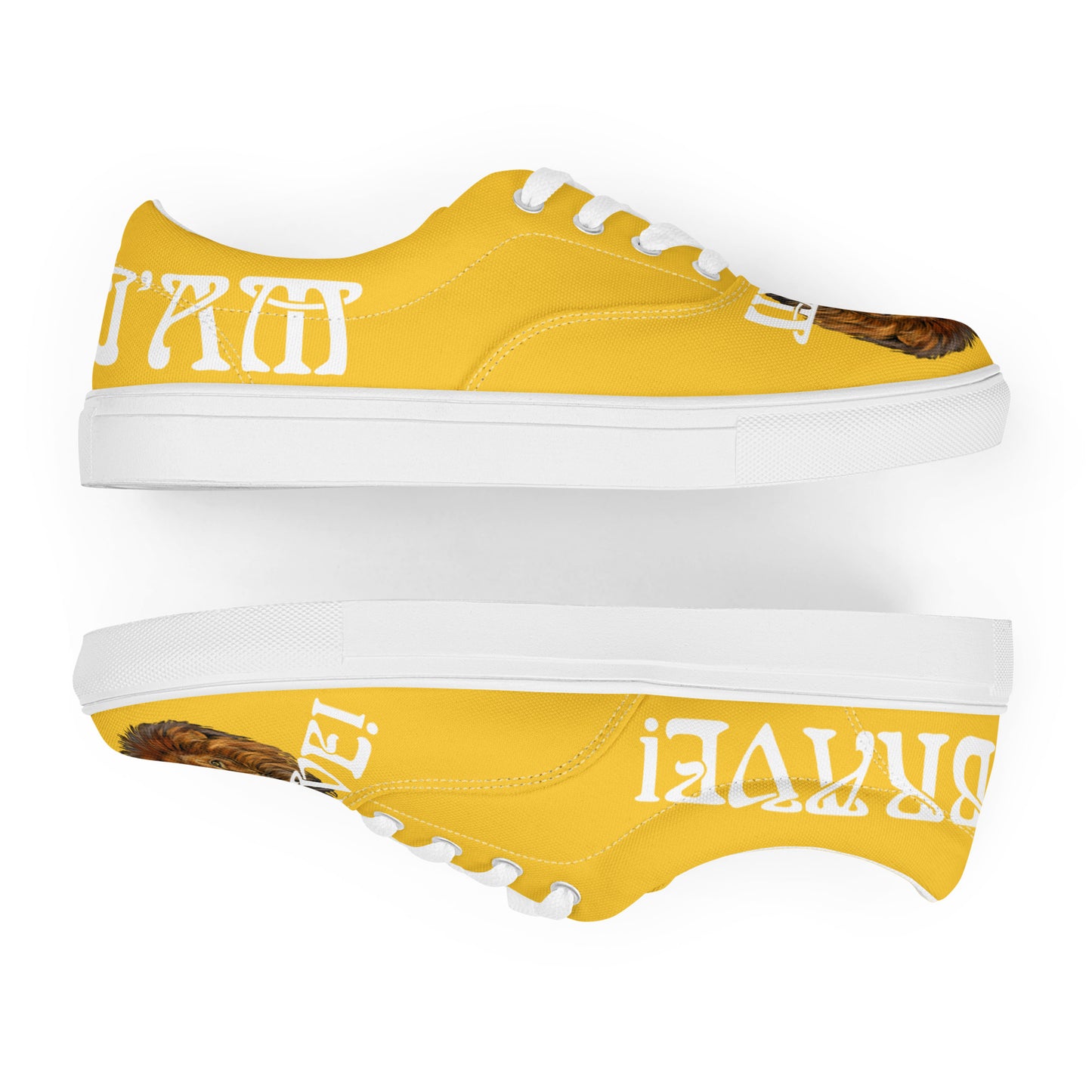 “I’AM BRAVE!” Yellow Women’s Lace-Up Canvas Shoes W/White Font