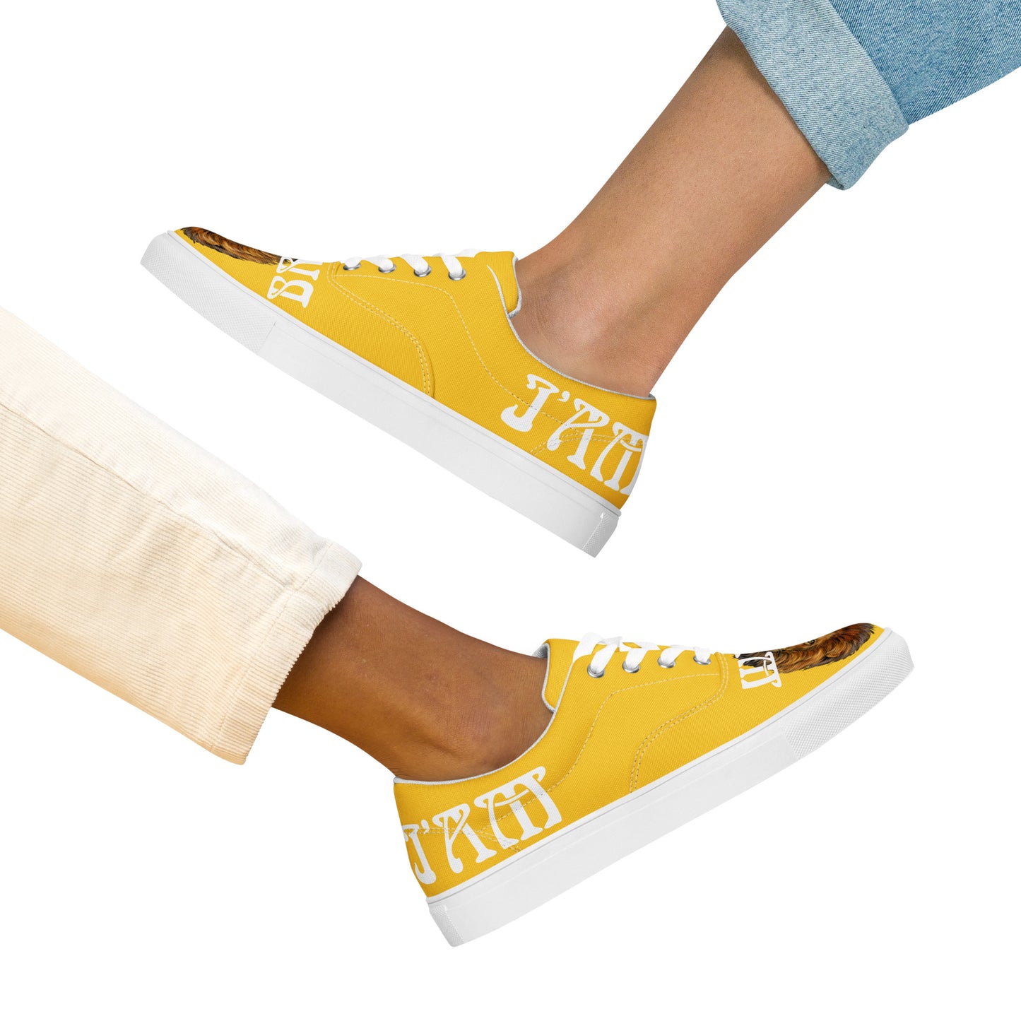 “I’AM BRAVE!” Yellow Women’s Lace-Up Canvas Shoes W/White Font
