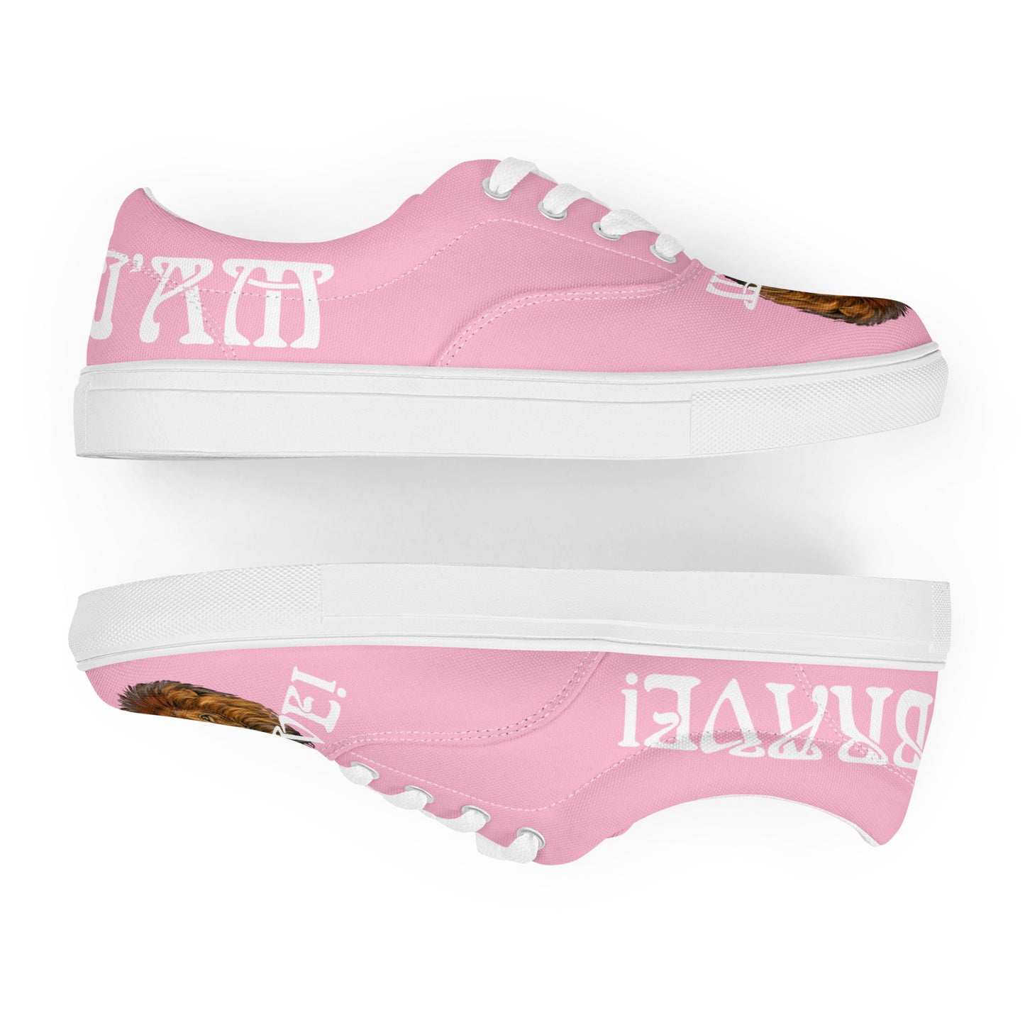 “I’AM BRAVE!” Cotton Candy Women’s Lace-Up Canvas Shoes W/White Font