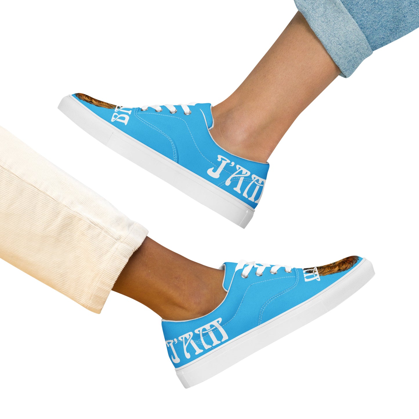 “I’AM BRAVE!” SkyBlue Women’s Lace-Up Canvas Shoes W/White Font