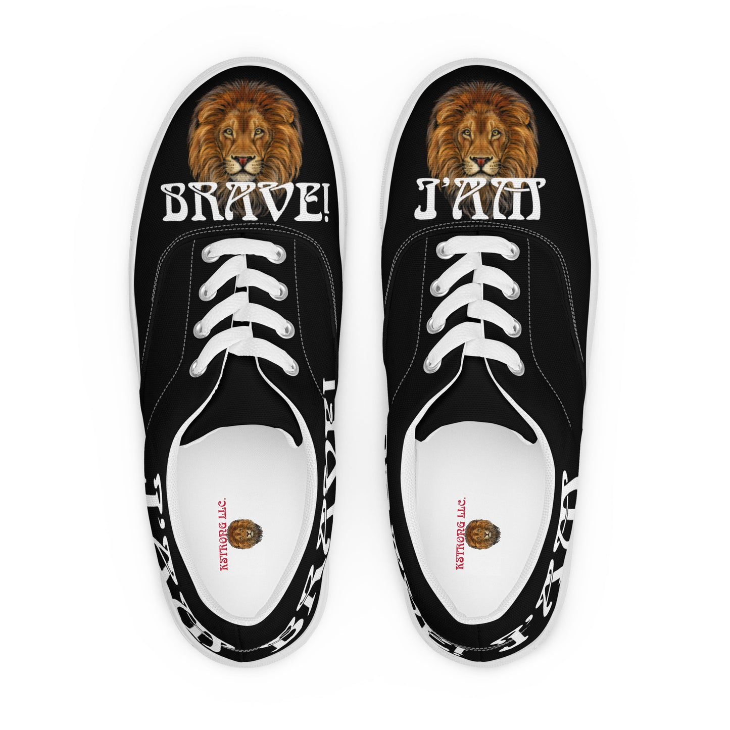 “I’AM BRAVE!” Black Women’s Lace-Up Canvas Shoes W/White Font
