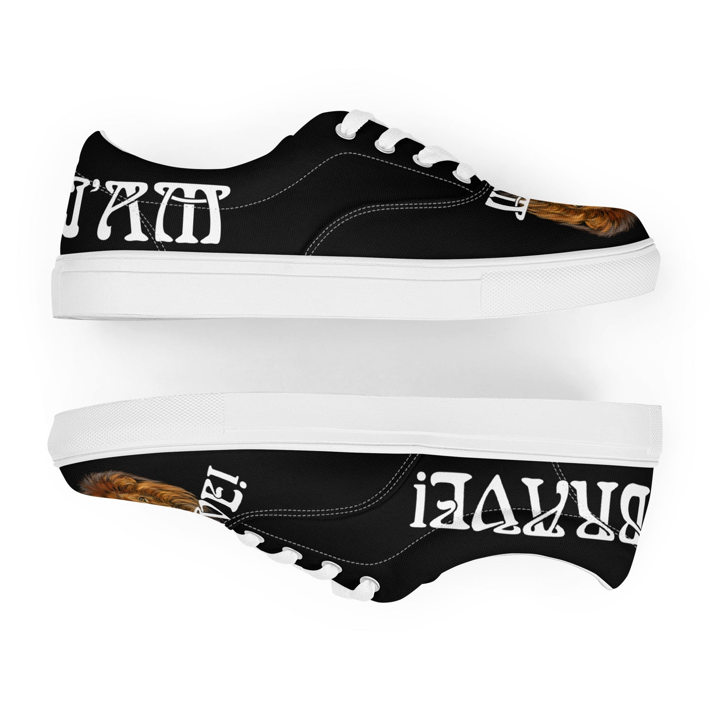“I’AM BRAVE!” Black Women’s Lace-Up Canvas Shoes W/White Font