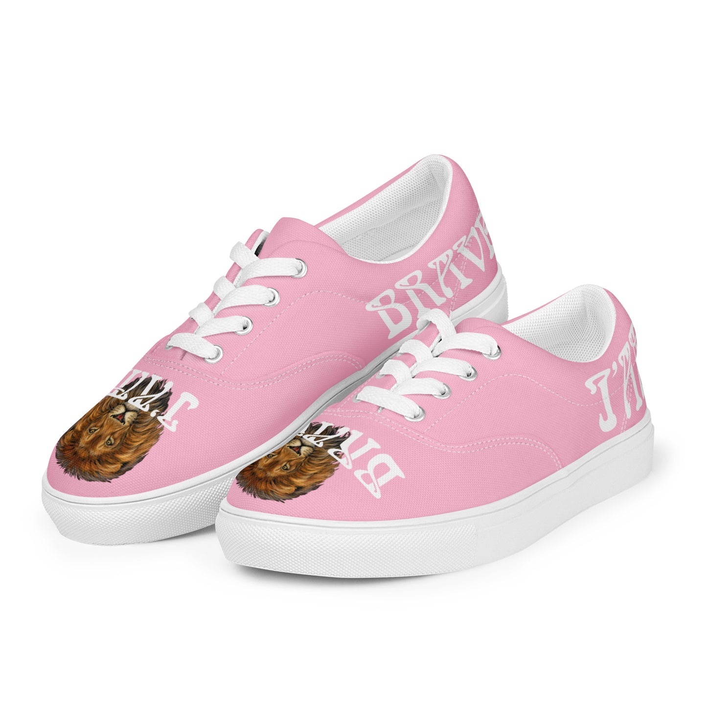 “I’AM BRAVE!” Cotton Candy Women’s Lace-Up Canvas Shoes W/White Font