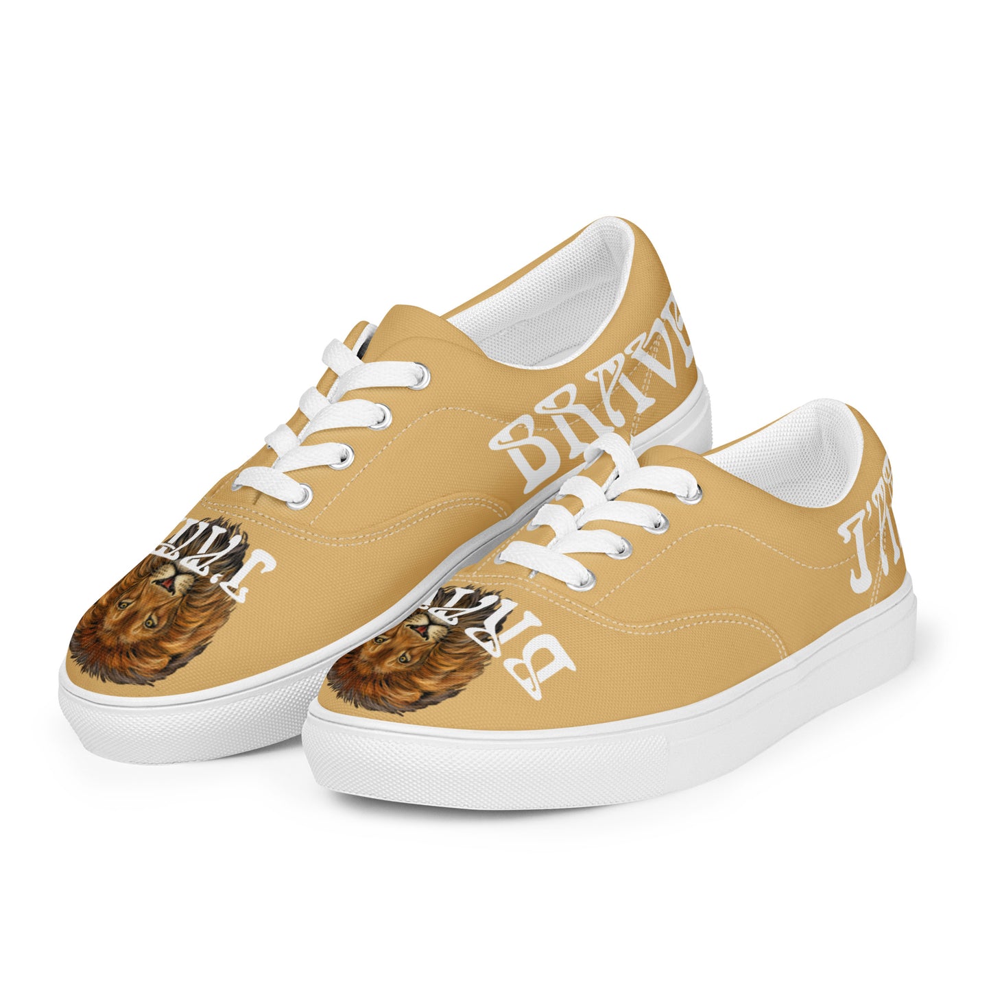 “I’AM BRAVE!” Fawn Women’s Lace-Up Canvas Shoes W/White Font