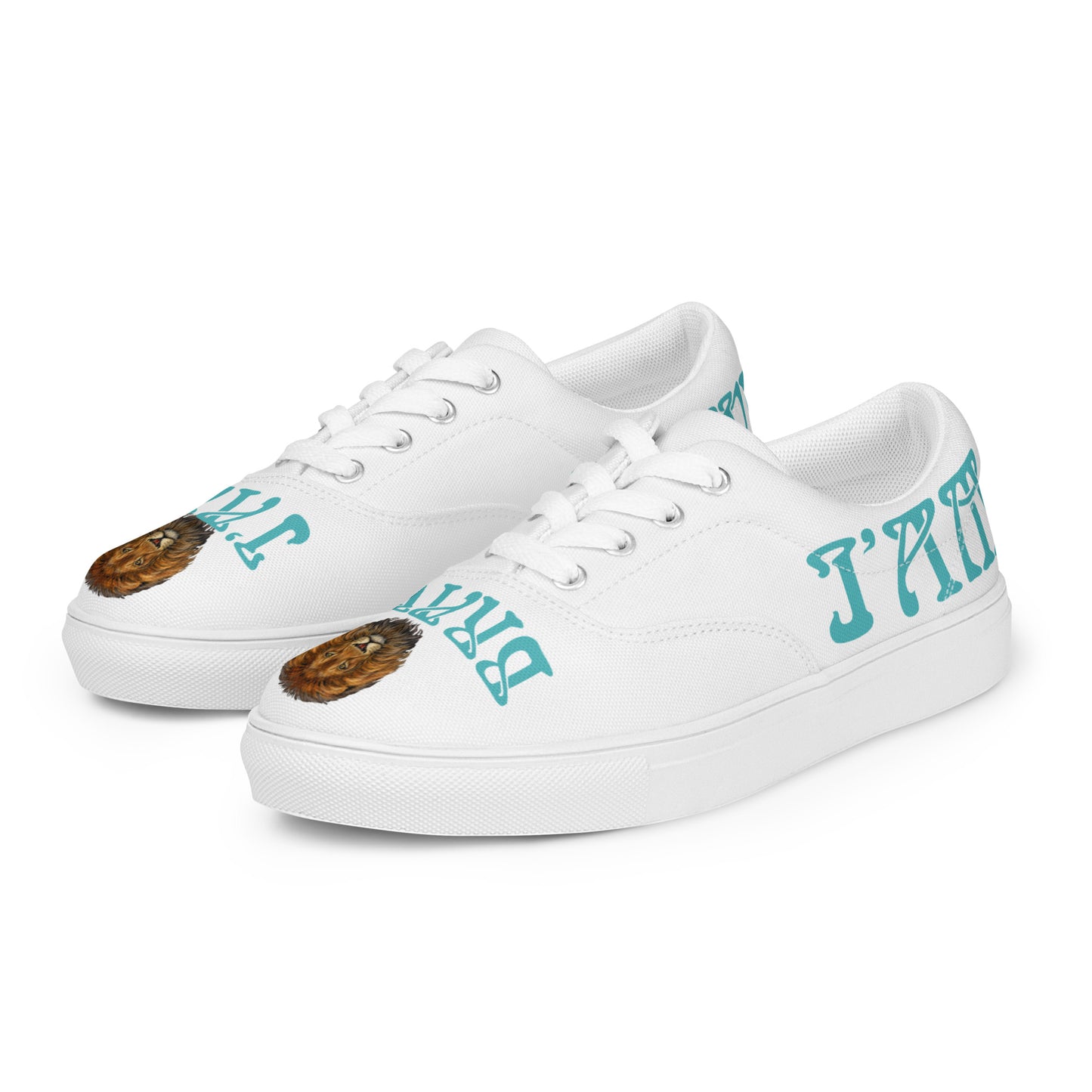 “I’AM BRAVE!”White Women’s Lace-Up Canvas Shoes W/Viking Font
