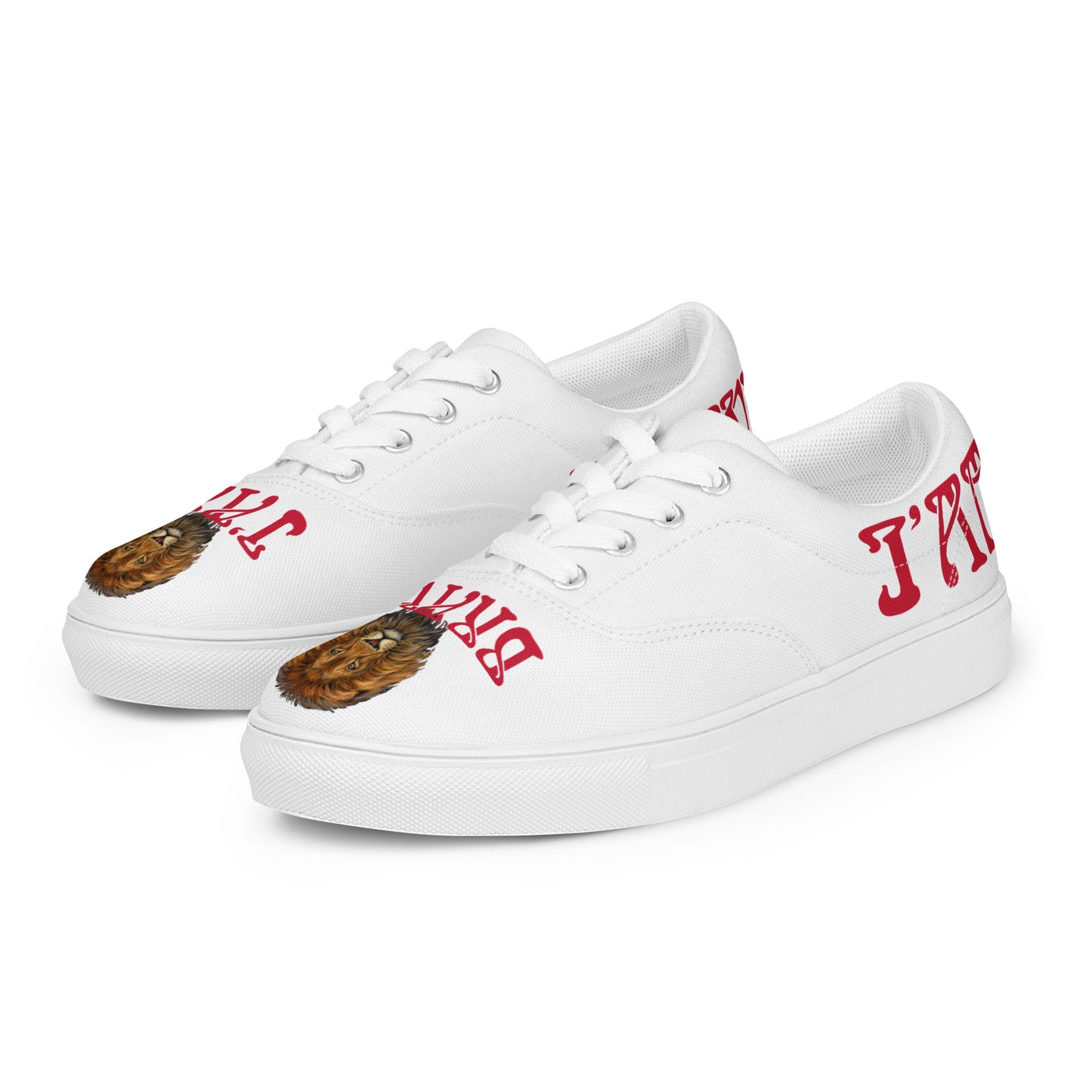 “I’AM BRAVE!”White Women’s Lace-Up Canvas Shoes W/Red Font