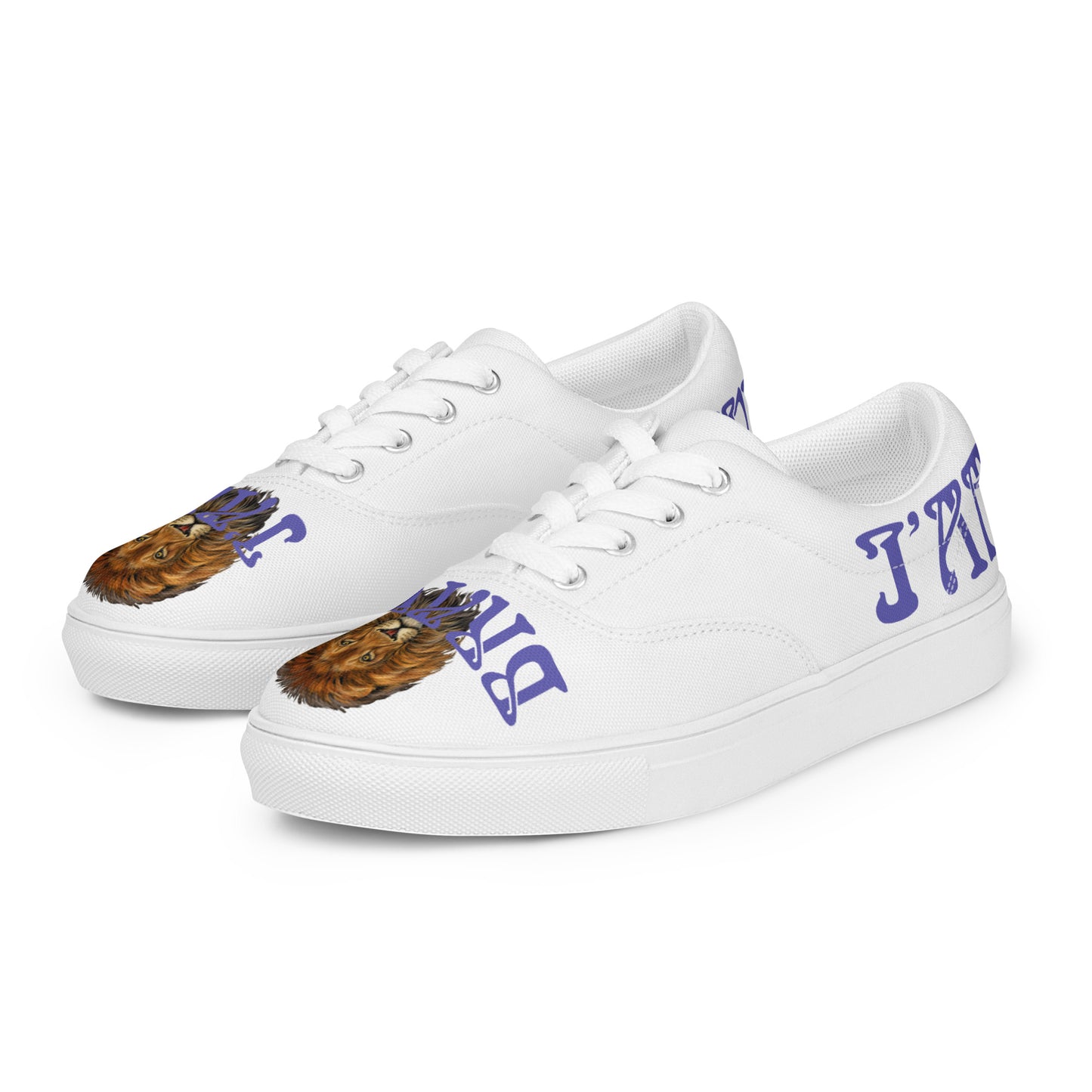 “I’AM BRAVE!”White Women’s Lace-Up Canvas Shoes W/Purple Font