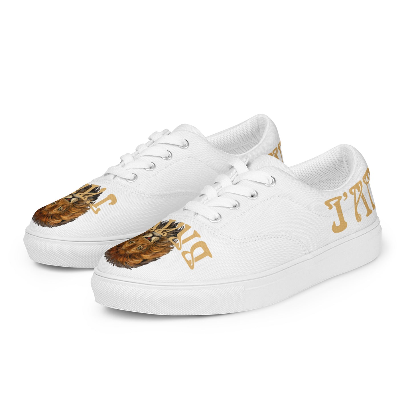 “I’AM BRAVE!”White Women’s Lace-Up Canvas Shoes W/Fawn Font