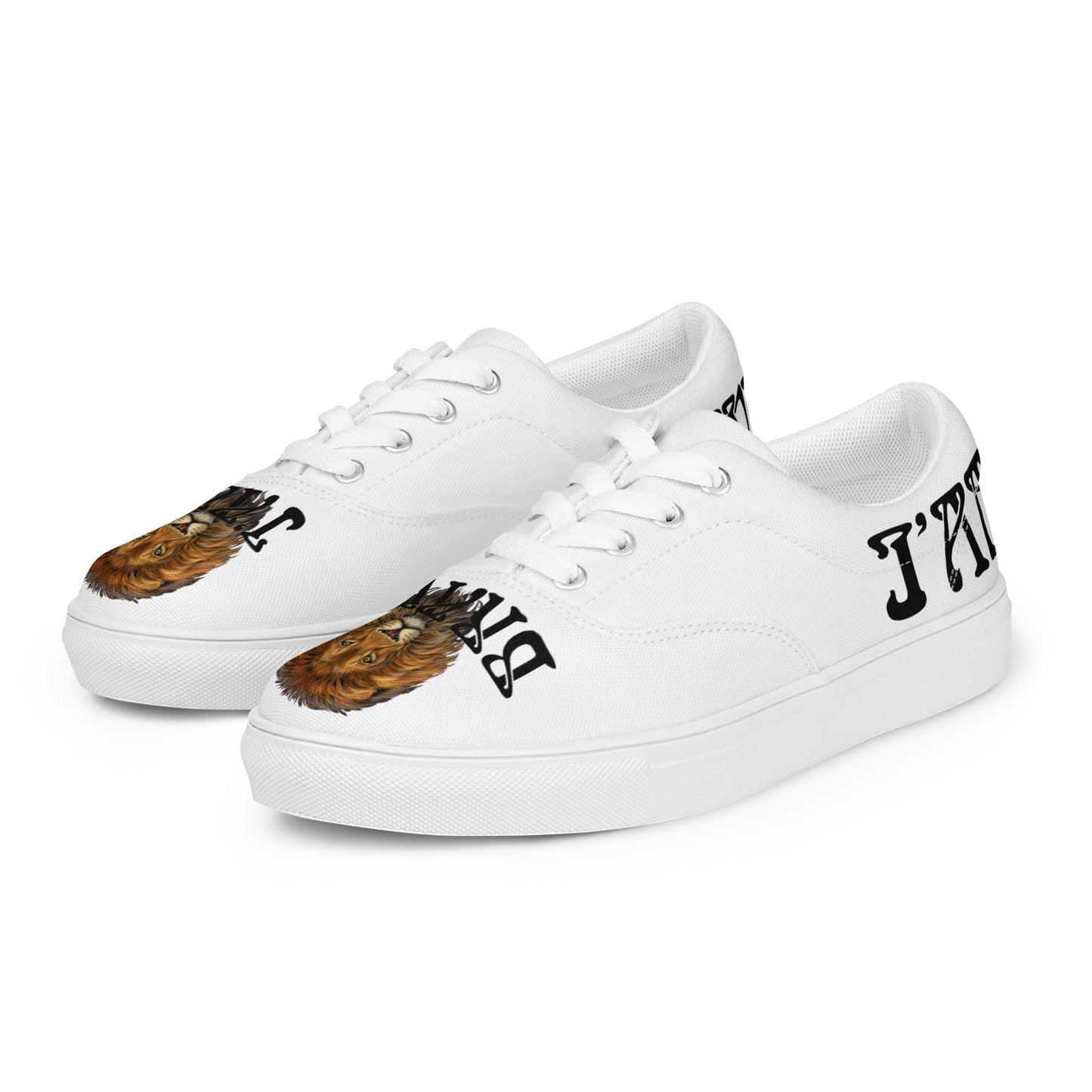 “I’AM BRAVE!” White Women’s Lace-Up Canvas Shoes W/Black Font