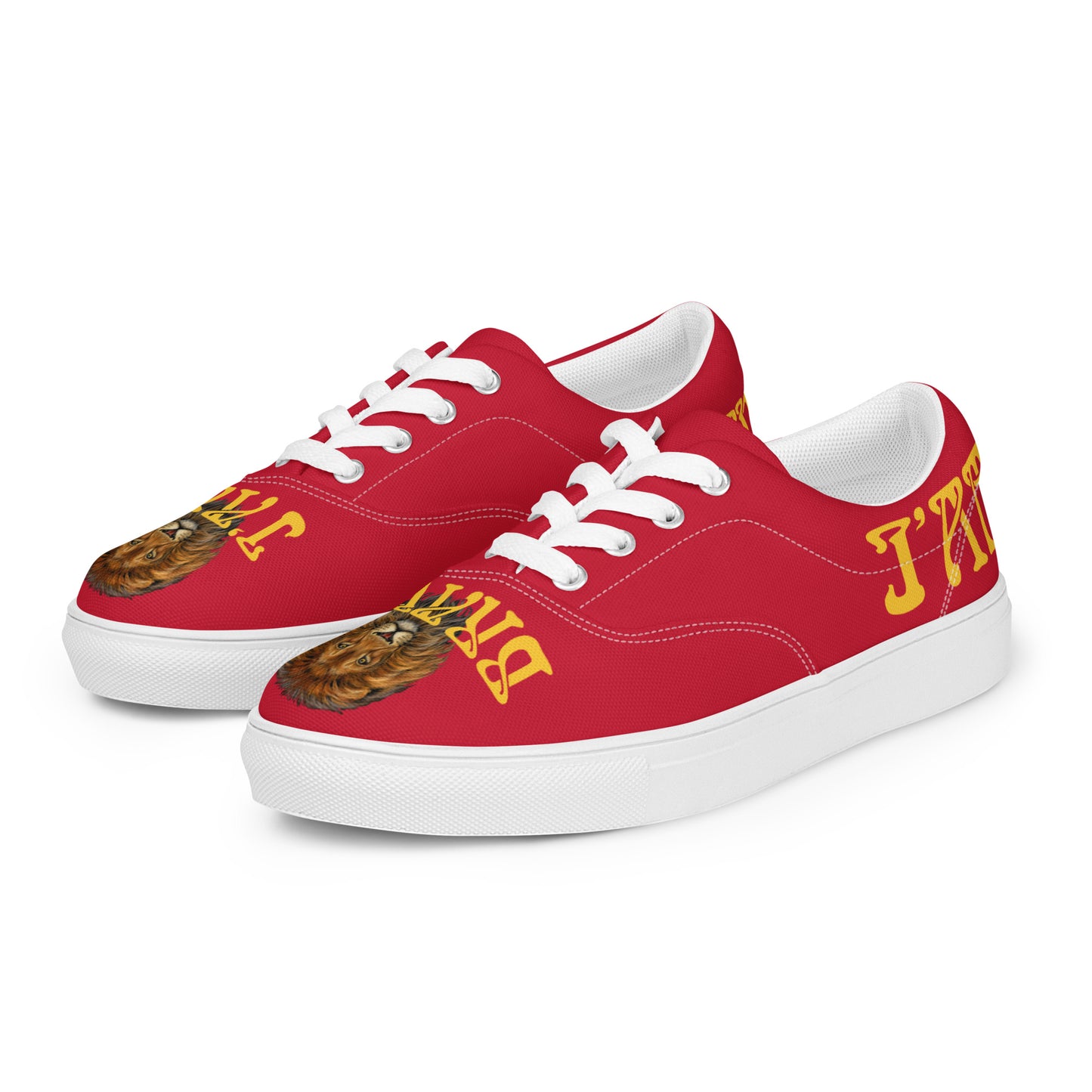 “I’AM BRAVE!”Red Women’s Lace-Up Canvas Shoes W/Yellow Font