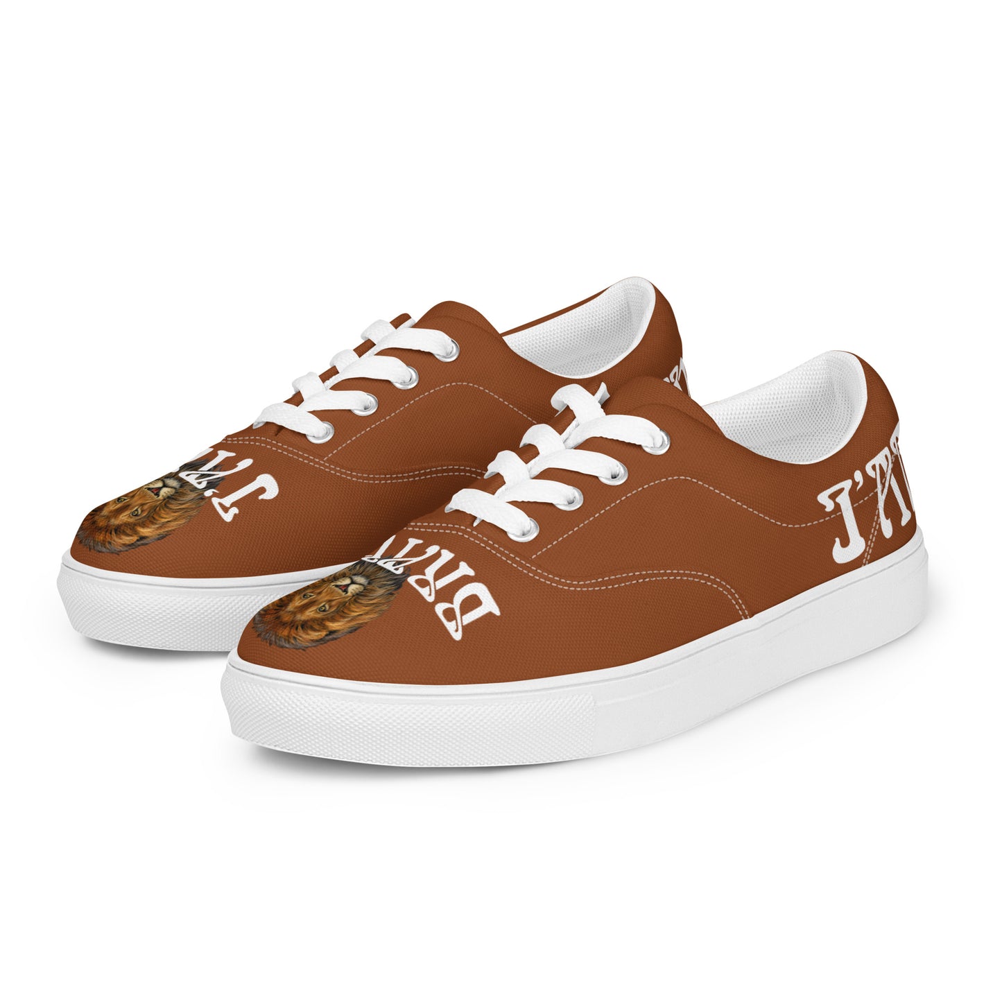 “I’AM BRAVE!”Brown Women’s Lace-Up Canvas Shoes W/White Font
