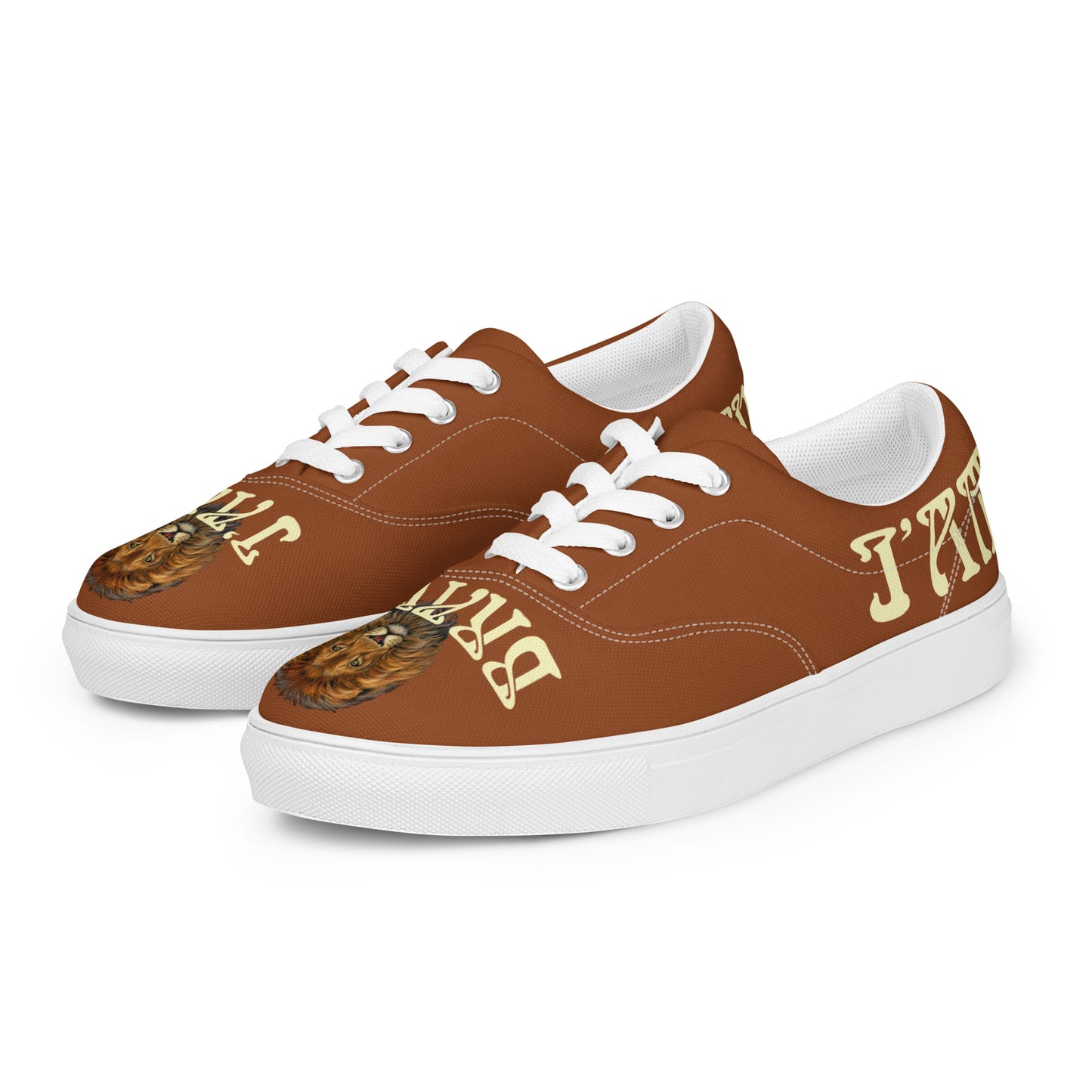 “I’AM BRAVE!”Brown Women’s Lace-Up Canvas Shoes W/Banana Font
