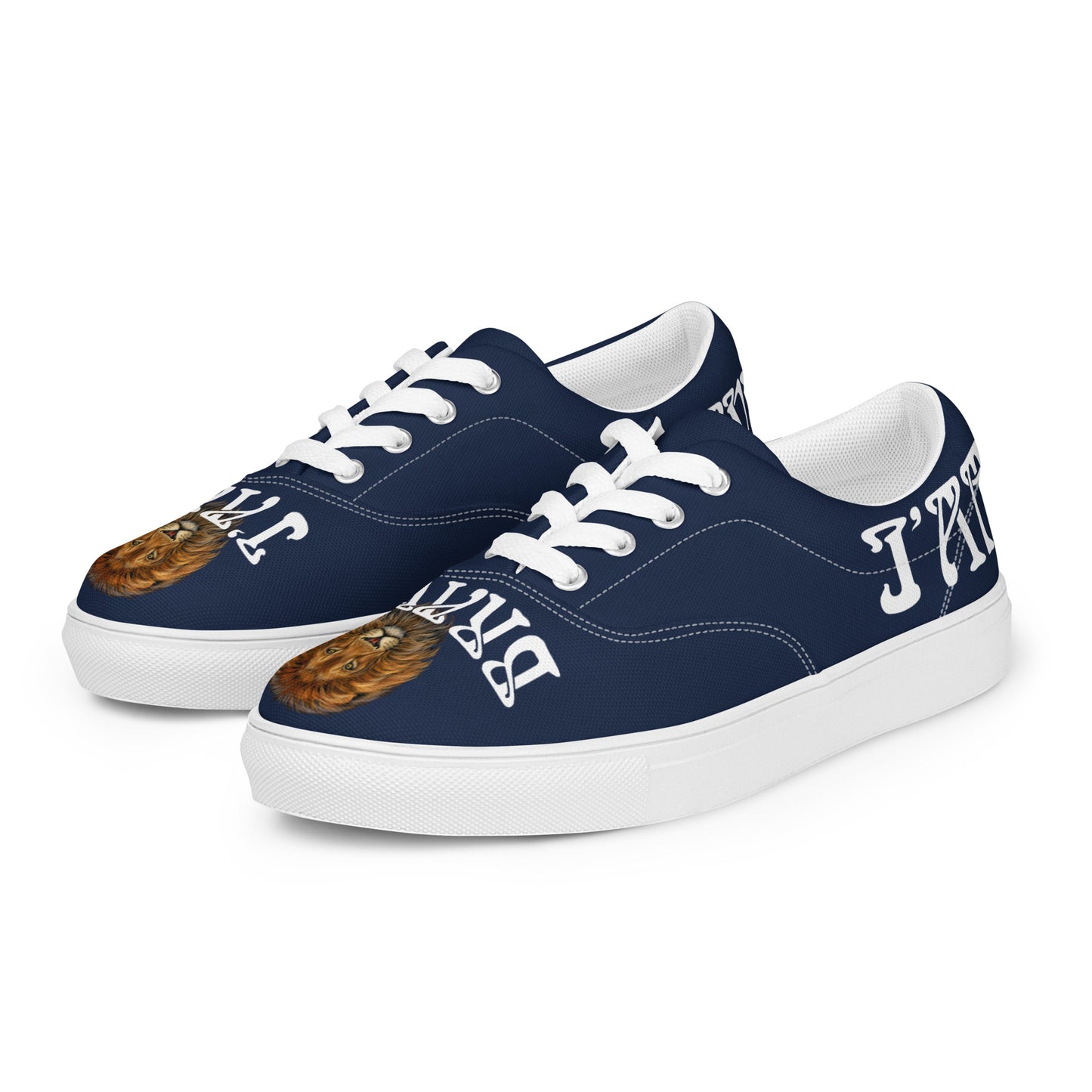 “I’AM BRAVE!” Blue Women’s Lace-Up Canvas Shoes W/White Font