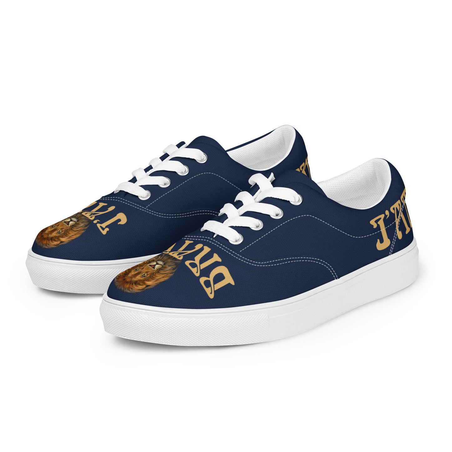 “I’AM BRAVE!”Blue Women’s Lace-Up Canvas Shoes W/Fawn Font