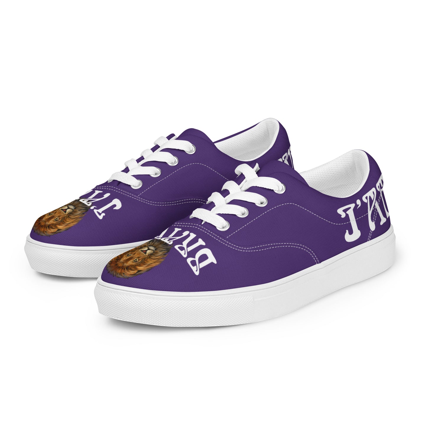 “I’AM BRAVE!”Purple Women’s Lace-Up Canvas Shoes W/White Font