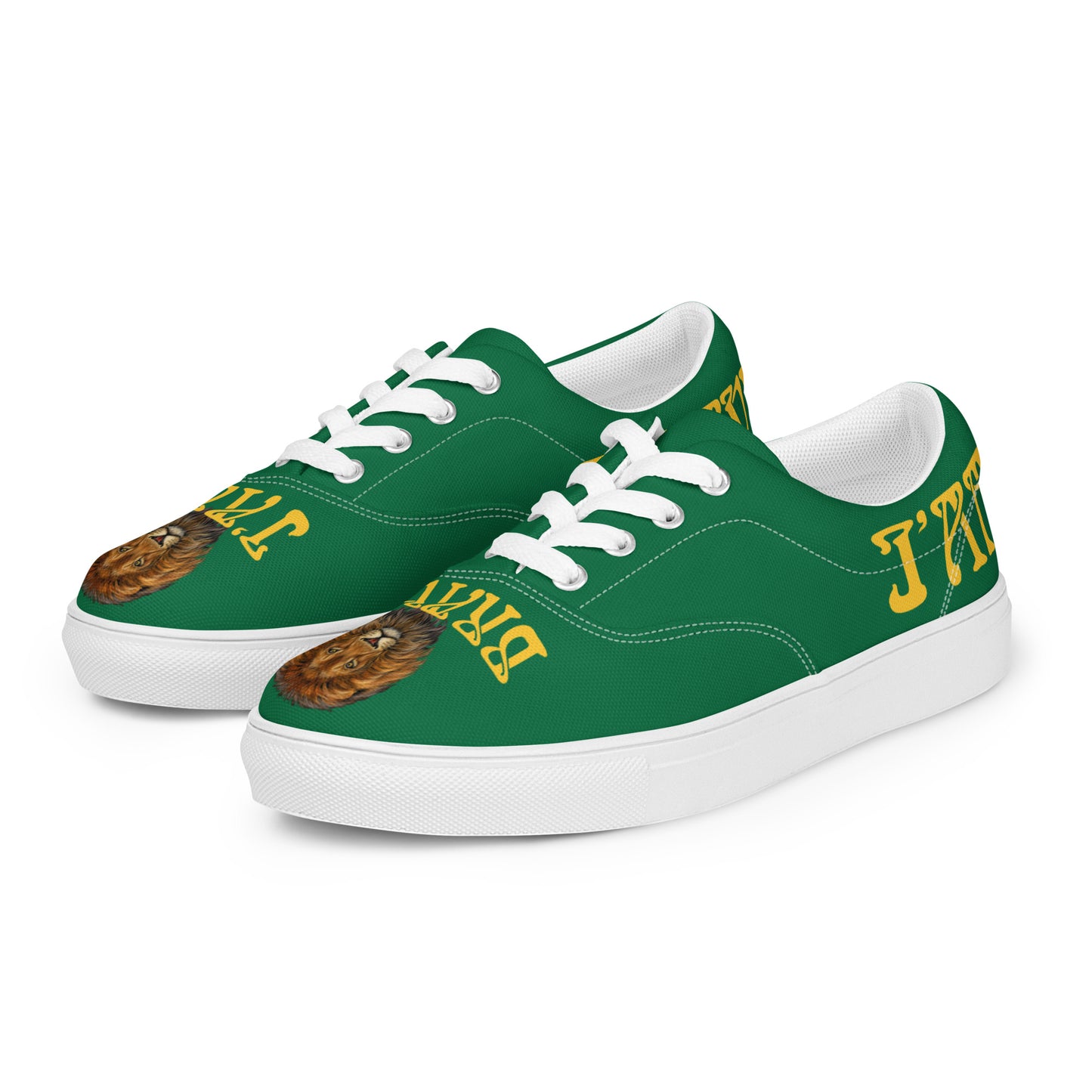 “I’AM BRAVE!” Green Women’s Lace-Up Canvas Shoes W/Yellow Font