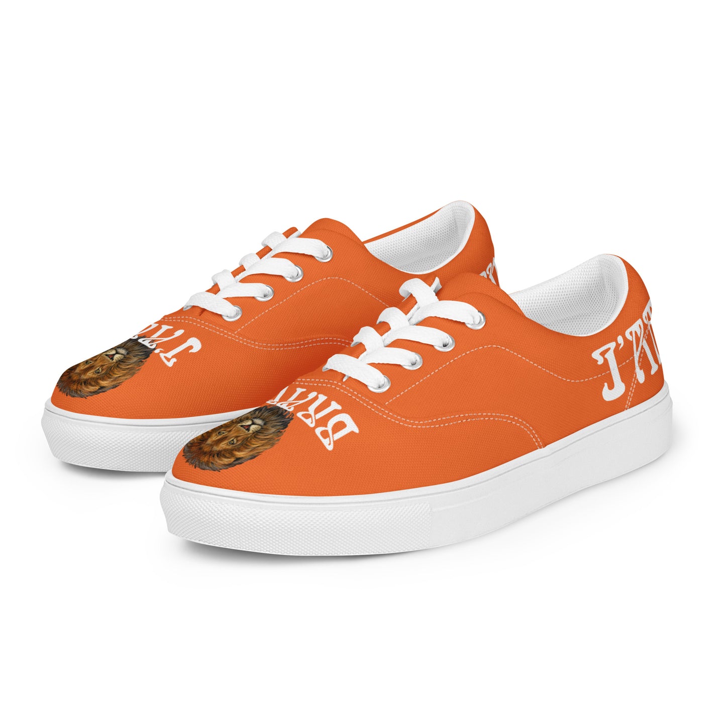 “I’AM BRAVE!”Orange Women’s Lace-Up Canvas Shoes W/White Font