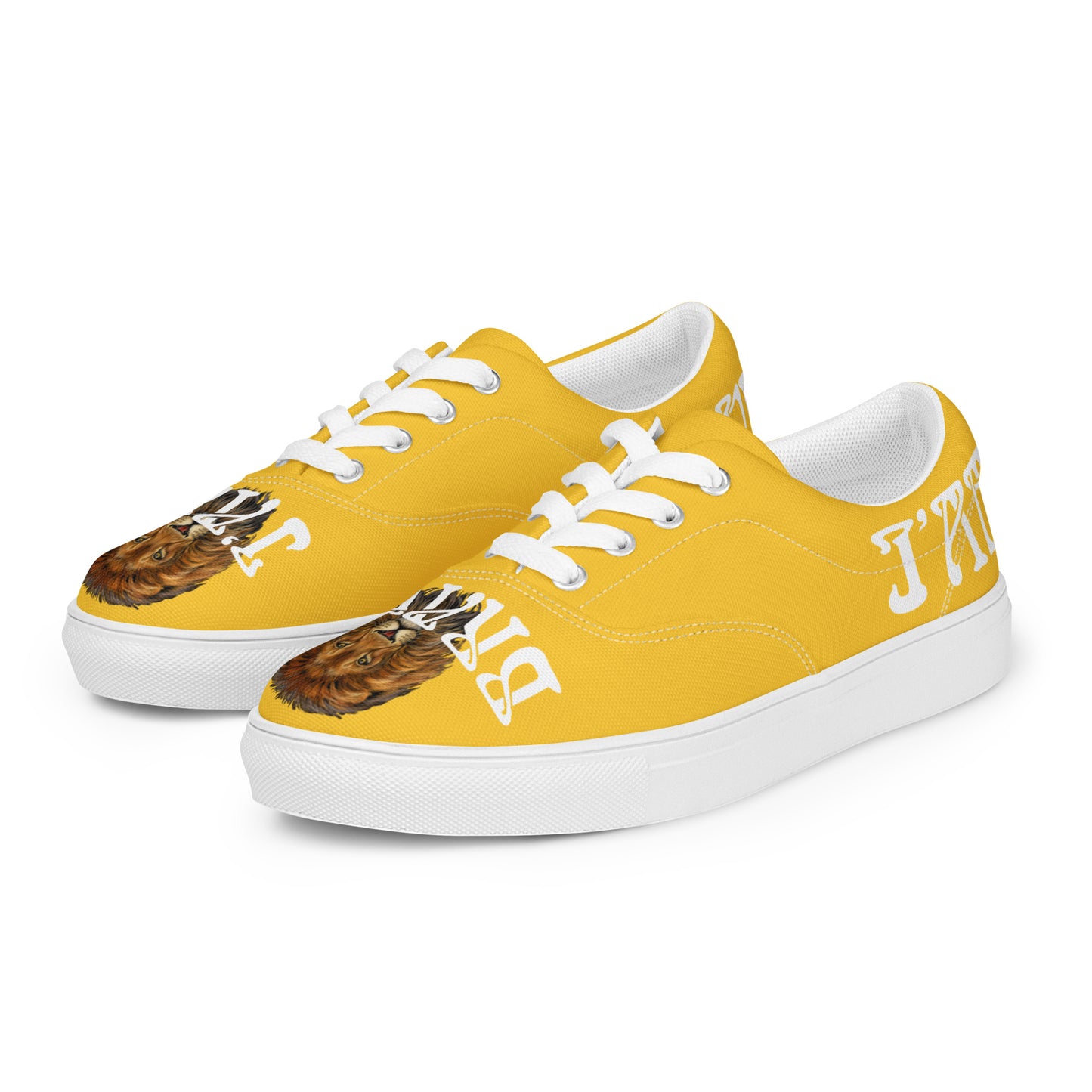 “I’AM BRAVE!” Yellow Women’s Lace-Up Canvas Shoes W/White Font