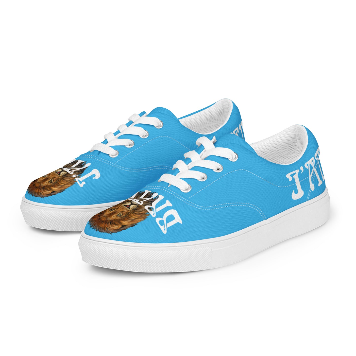“I’AM BRAVE!” SkyBlue Women’s Lace-Up Canvas Shoes W/White Font