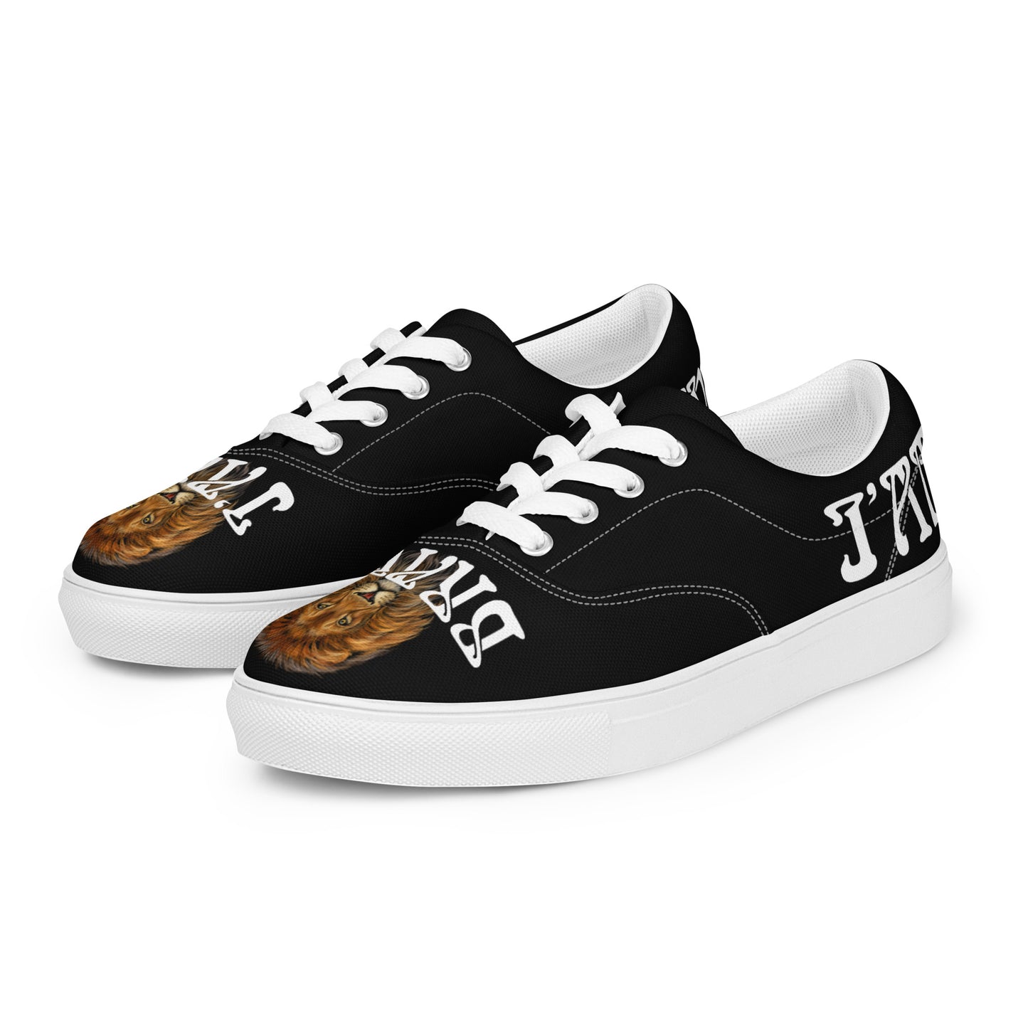 “I’AM BRAVE!” Black Women’s Lace-Up Canvas Shoes W/White Font