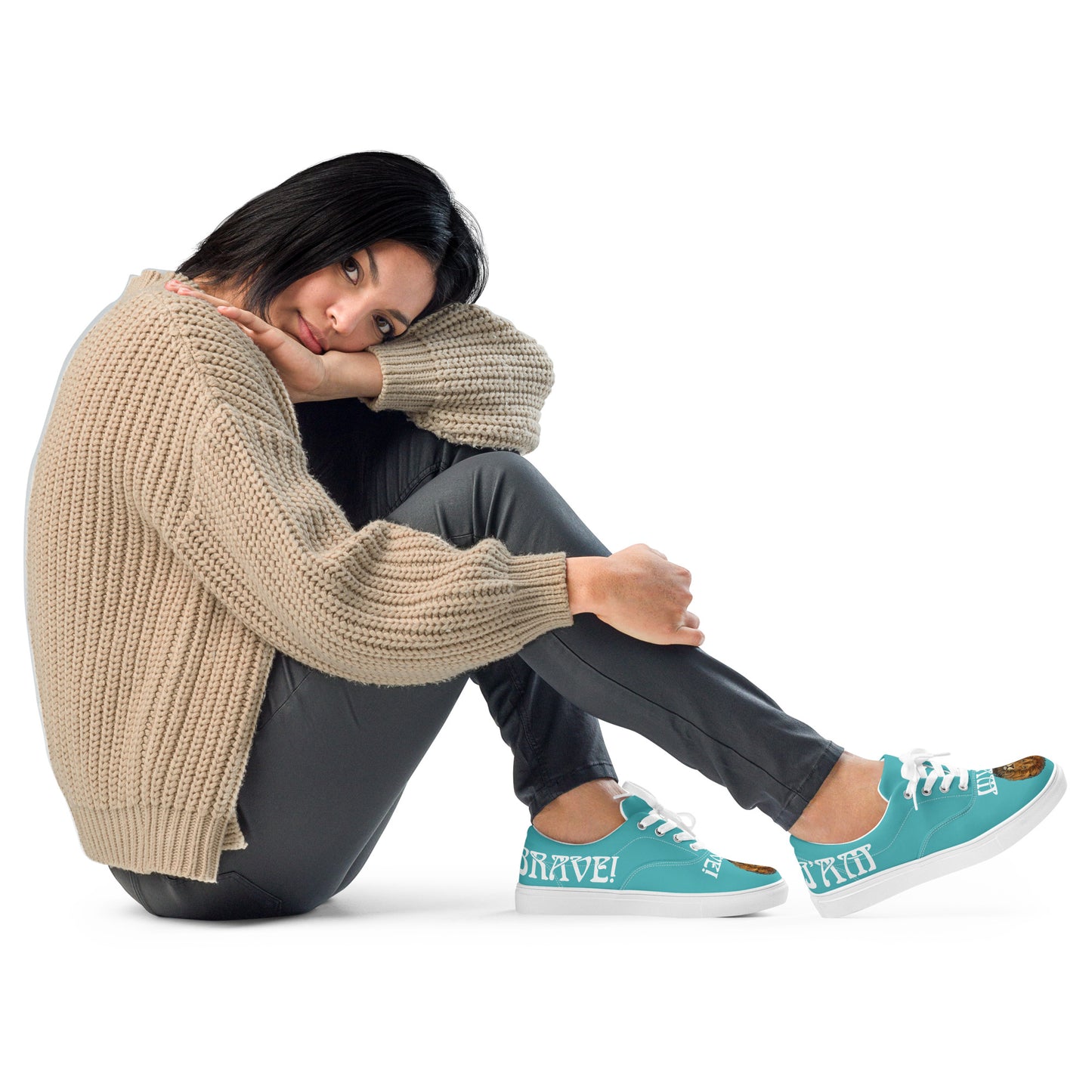 “I’AM BRAVE!”Viking Women’s Lace-Up Canvas Shoes W/White Font