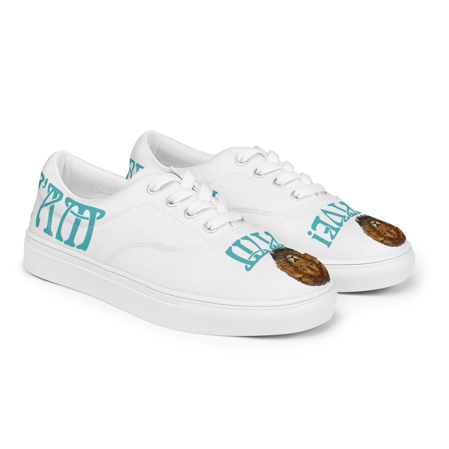 “I’AM BRAVE!”White Women’s Lace-Up Canvas Shoes W/Viking Font