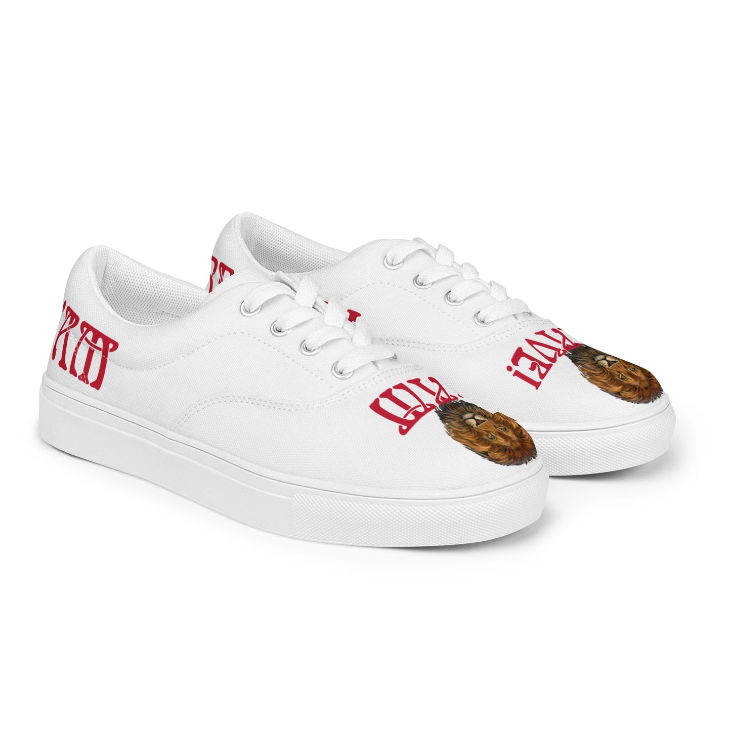 “I’AM BRAVE!”White Women’s Lace-Up Canvas Shoes W/Red Font