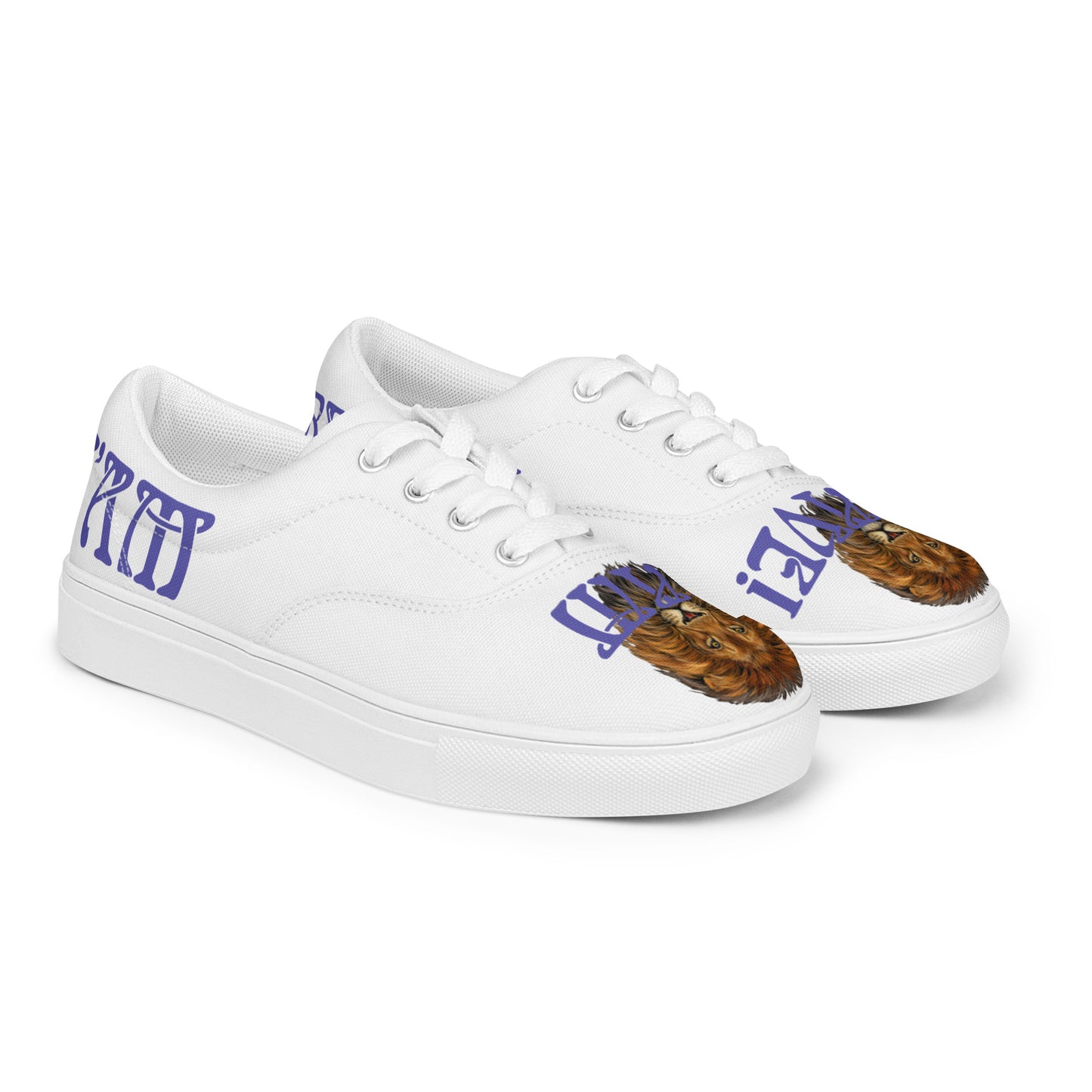 “I’AM BRAVE!”White Women’s Lace-Up Canvas Shoes W/Purple Font