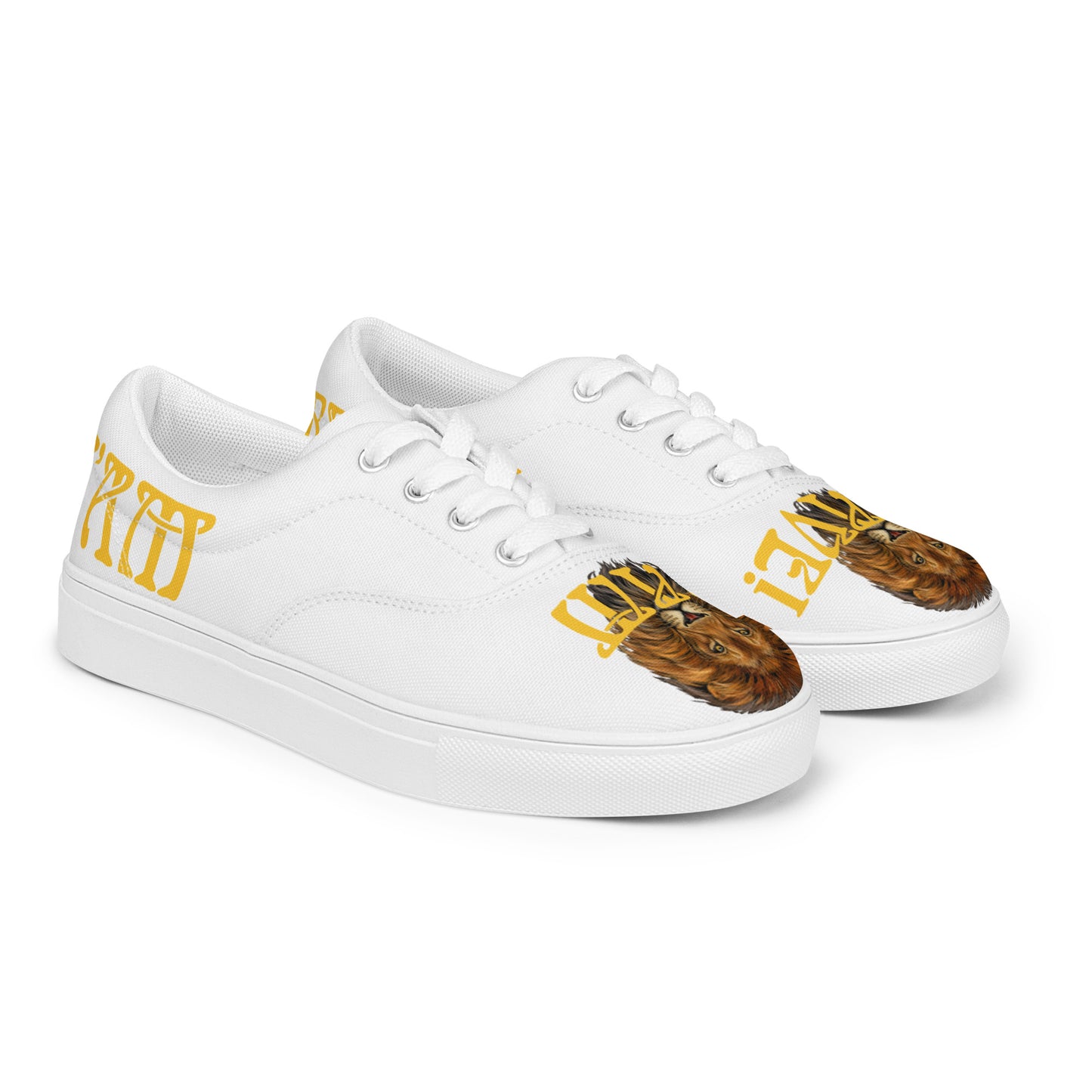 “I’AM BRAVE!”White Women’s Lace-Up Canvas Shoes W/Yellow Font