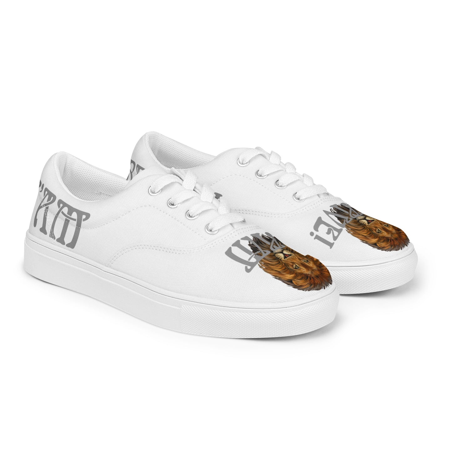 “I’AM BRAVE!”White Women’s Lace-Up Canvas Shoes W/Grey Font