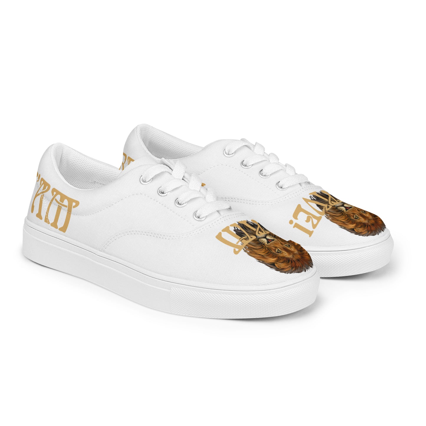 “I’AM BRAVE!”White Women’s Lace-Up Canvas Shoes W/Fawn Font