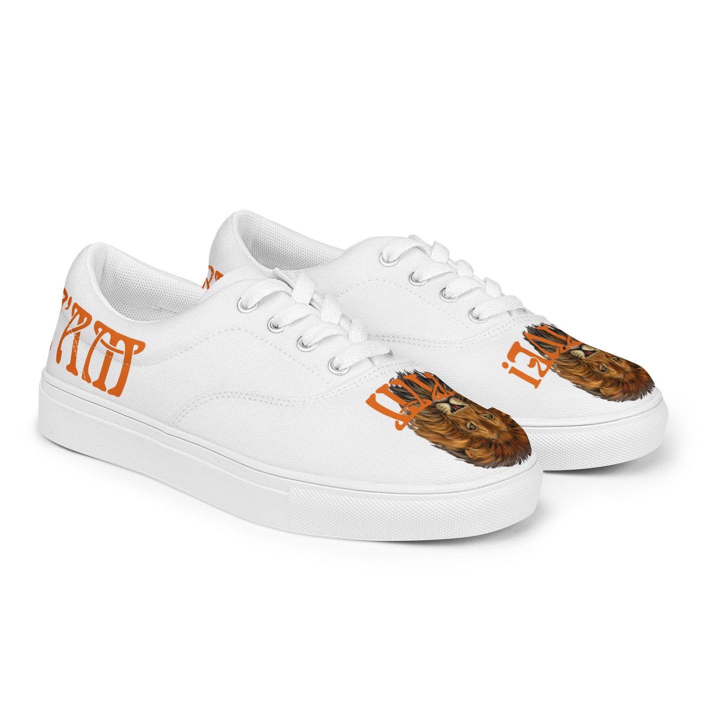 “I’AM BRAVE!” White Women’s Lace-Up Canvas Shoes W/Orange Font