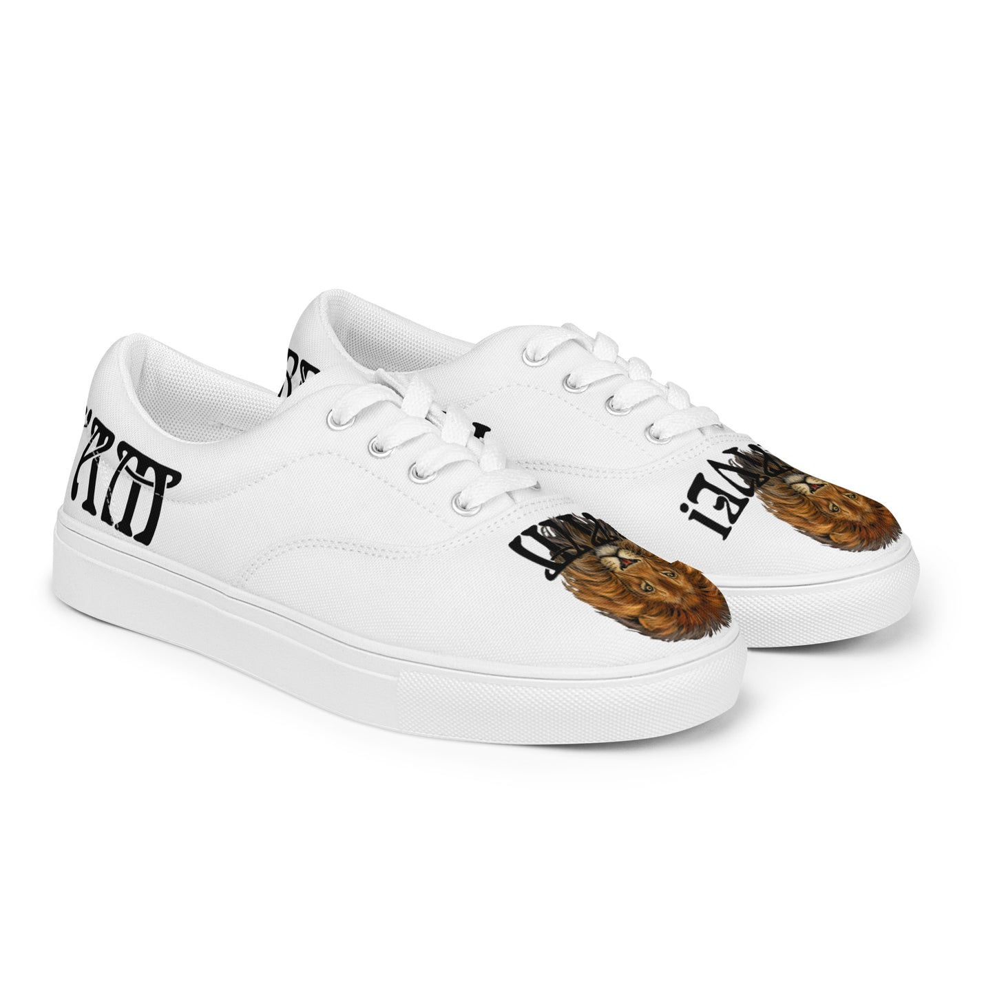 “I’AM BRAVE!” White Women’s Lace-Up Canvas Shoes W/Black Font