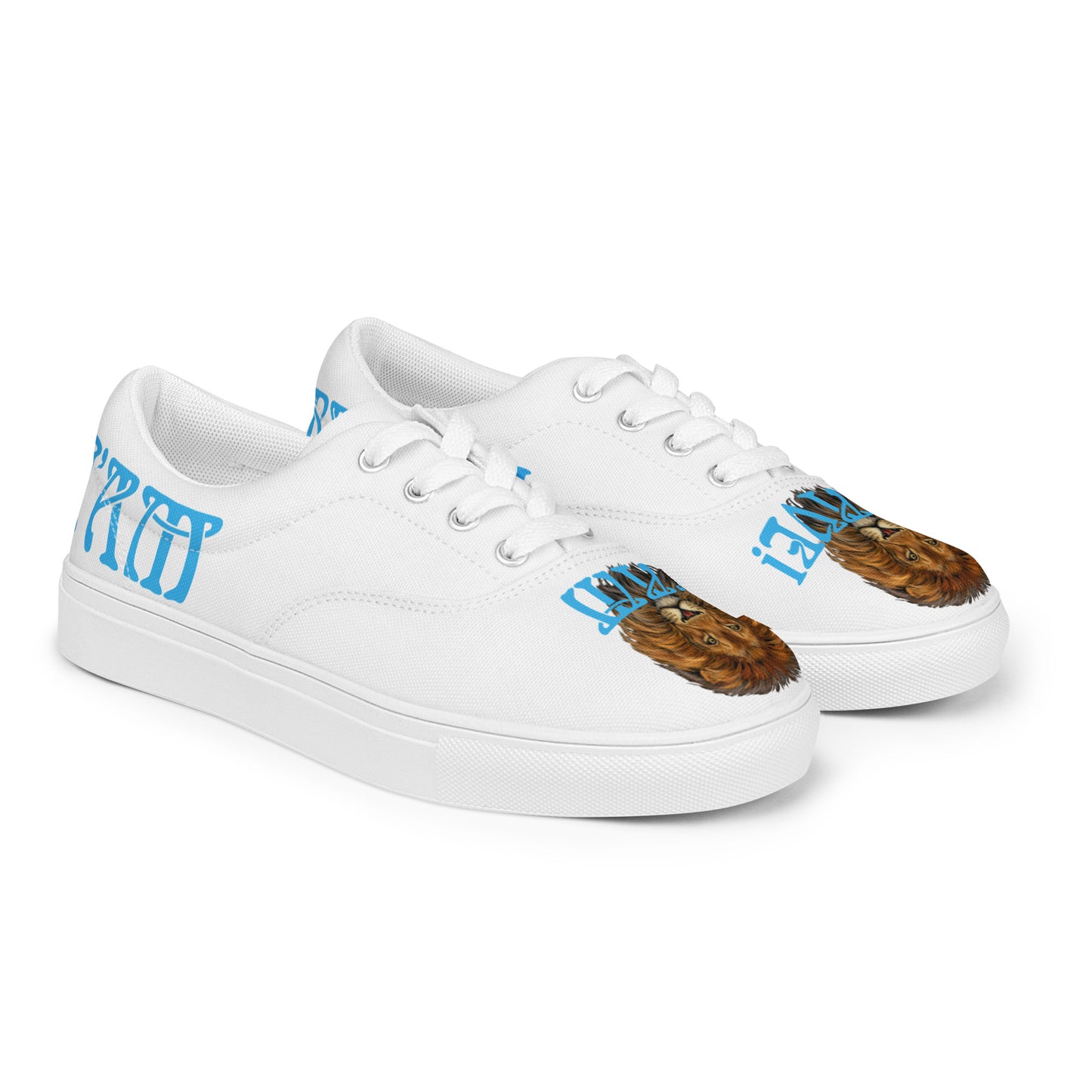 “I’AM BRAVE!”White Women’s Lace-Up Canvas Shoes W/SkyBlue Font
