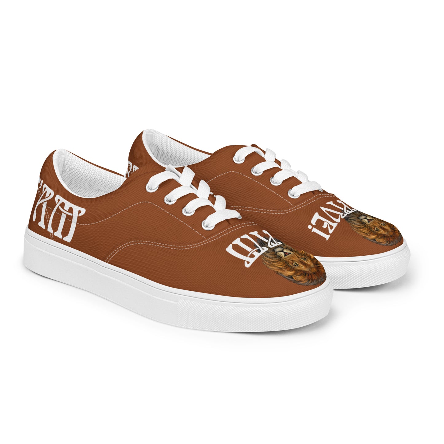 “I’AM BRAVE!”Brown Women’s Lace-Up Canvas Shoes W/White Font