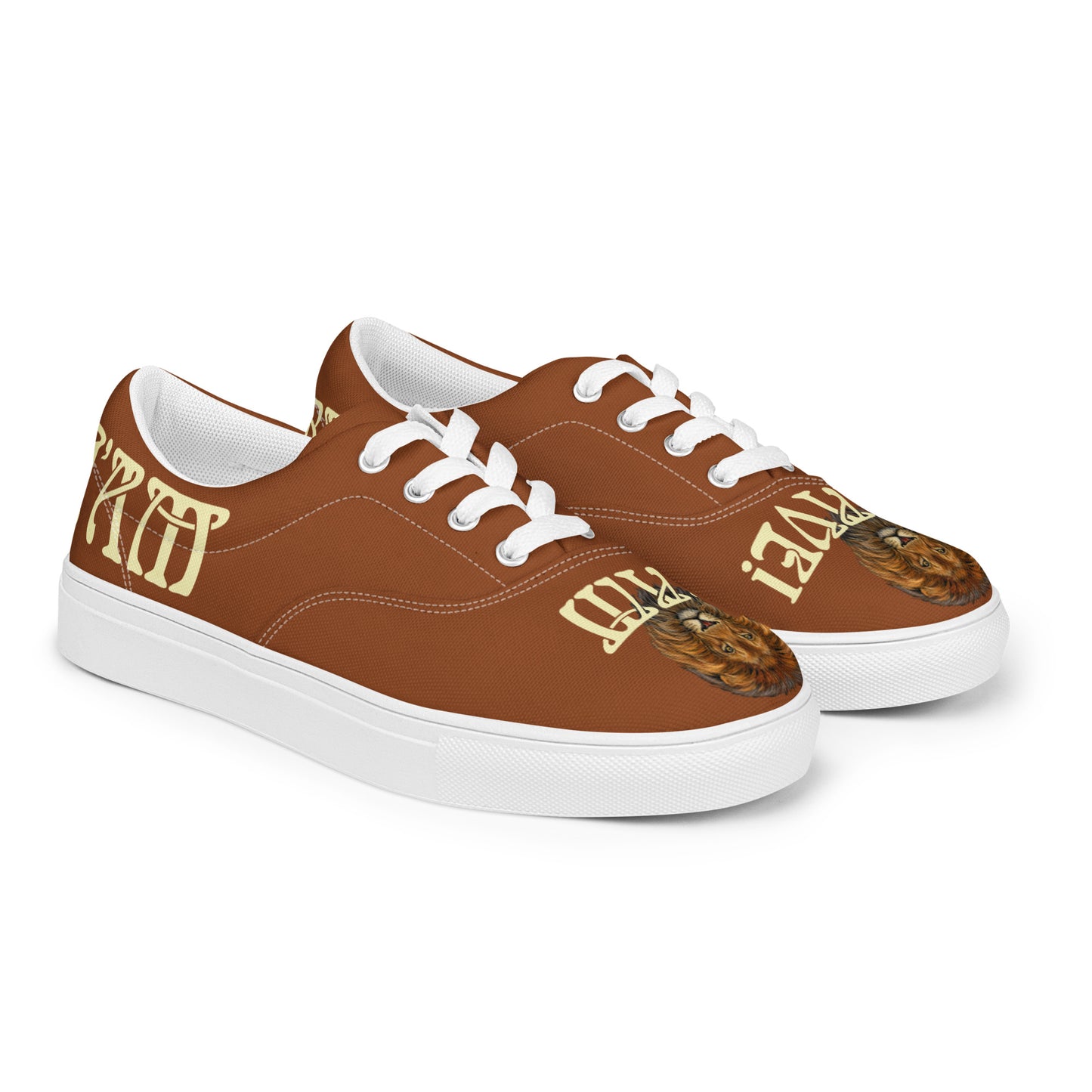 “I’AM BRAVE!”Brown Women’s Lace-Up Canvas Shoes W/Banana Font