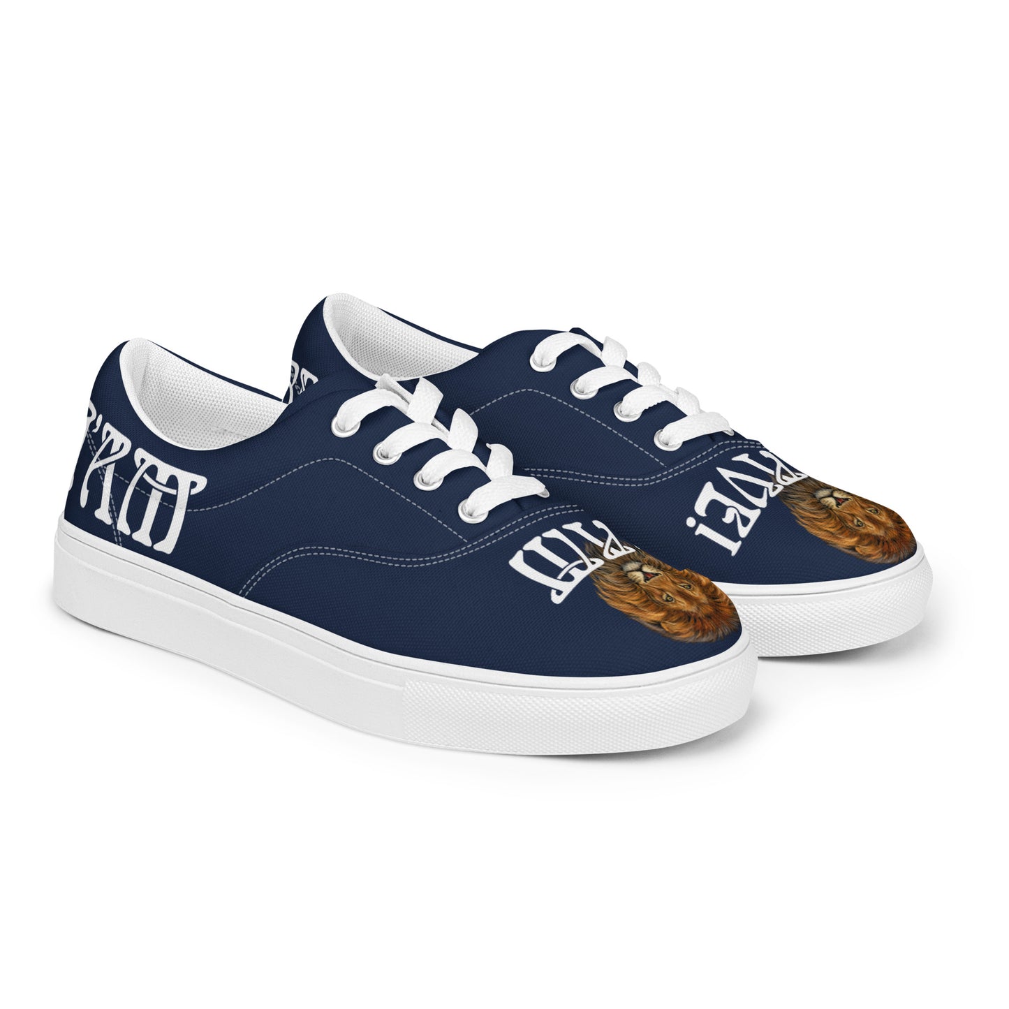 “I’AM BRAVE!” Blue Women’s Lace-Up Canvas Shoes W/White Font