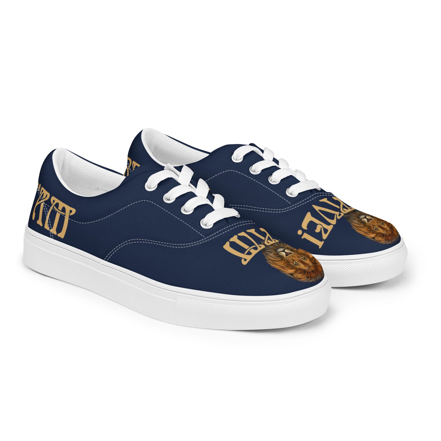 “I’AM BRAVE!”Blue Women’s Lace-Up Canvas Shoes W/Fawn Font
