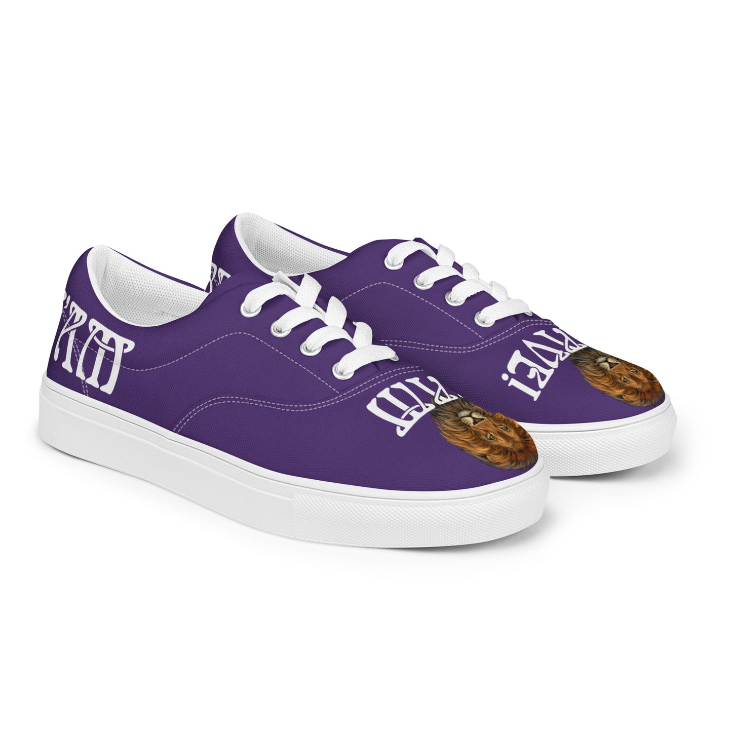“I’AM BRAVE!”Purple Women’s Lace-Up Canvas Shoes W/White Font