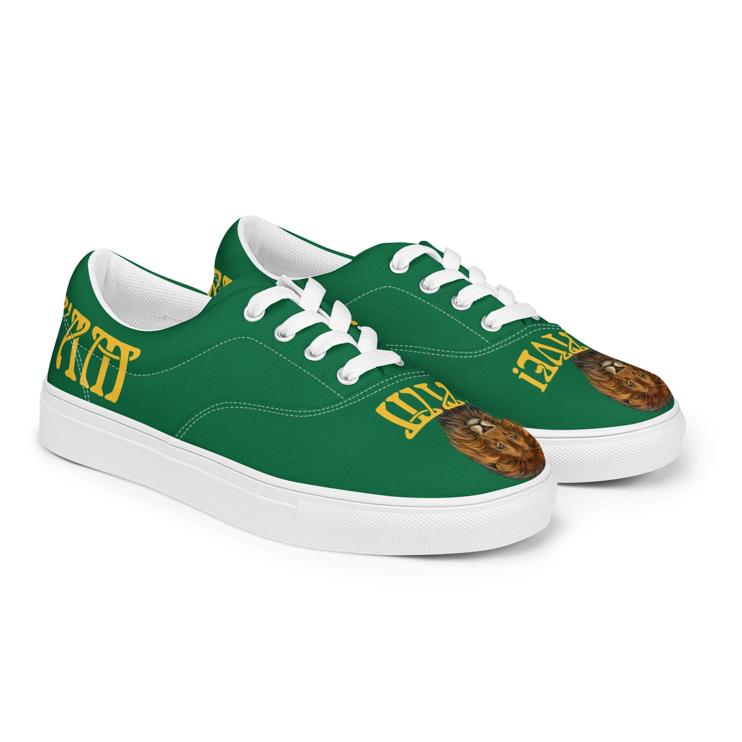 “I’AM BRAVE!” Green Women’s Lace-Up Canvas Shoes W/Yellow Font