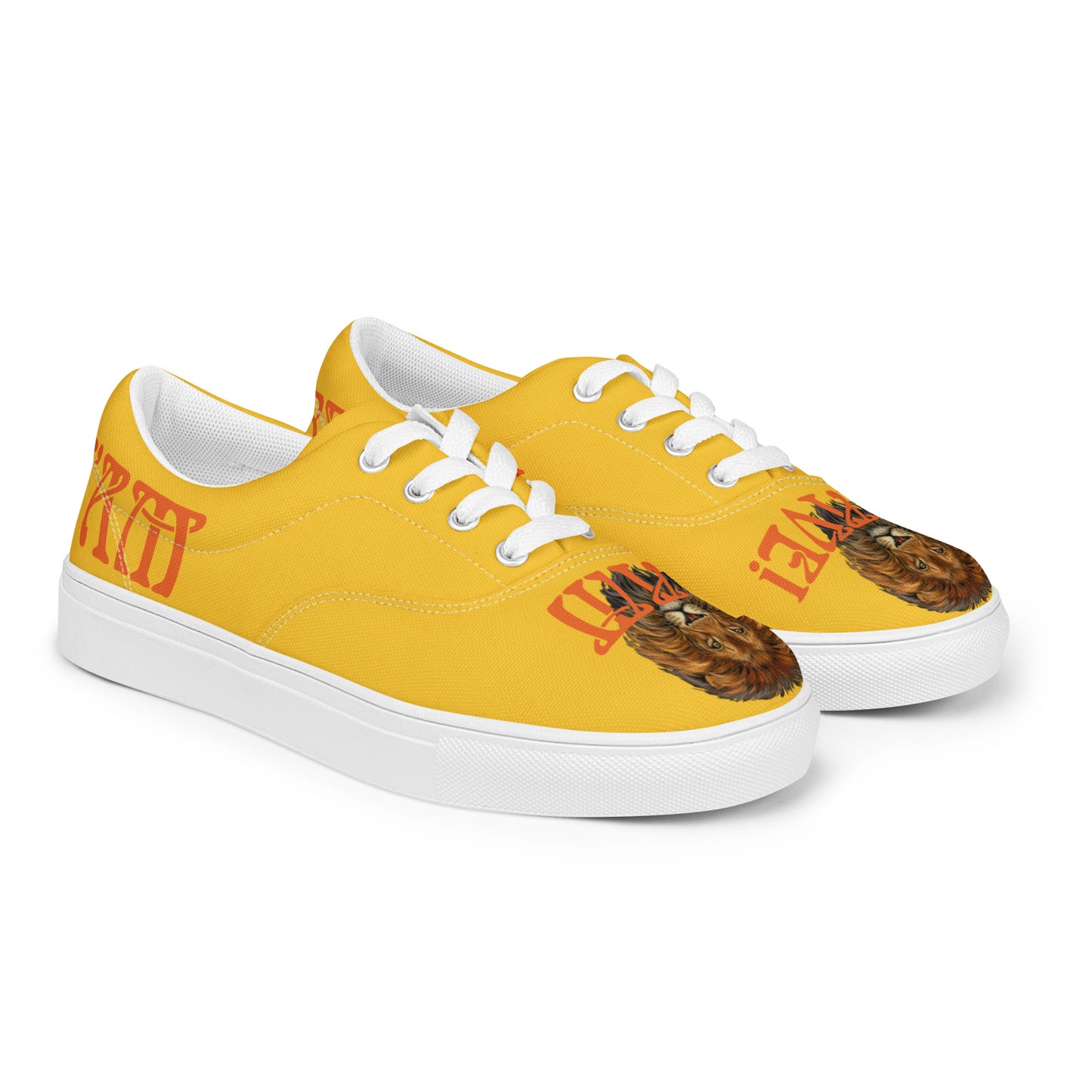 “I’AM BRAVE!”Yellow Women’s Lace-Up Canvas Shoes W/Orange Font