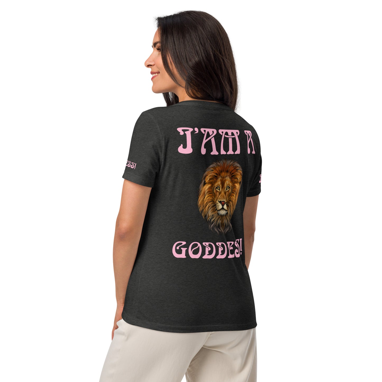 “I’AM A GODDESS!”Women’s Relaxed V-Neck T-Shirt W/Cotton Candy Font