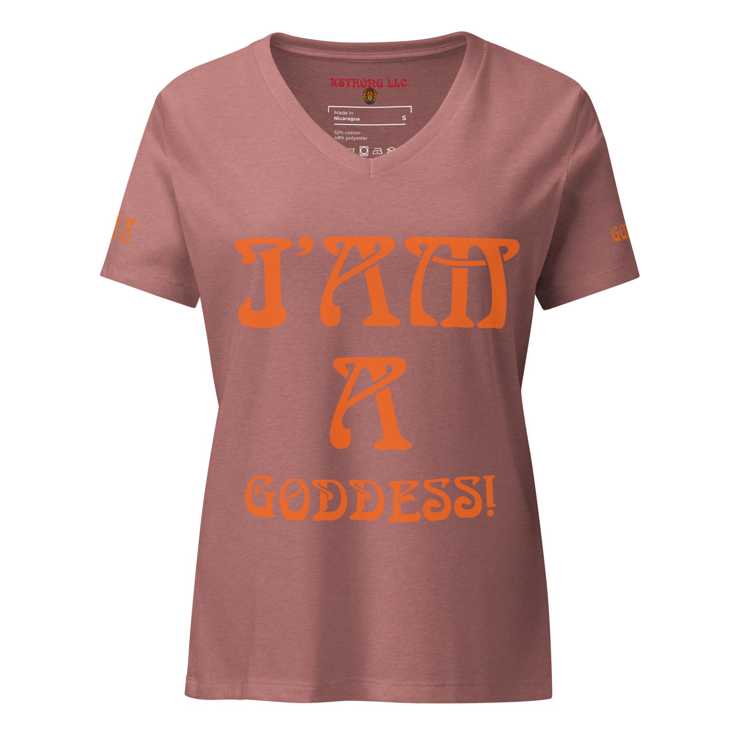 “I’AM A GODDESS!”Women’s Relaxed V-Neck T-Shirt W/Orange Font