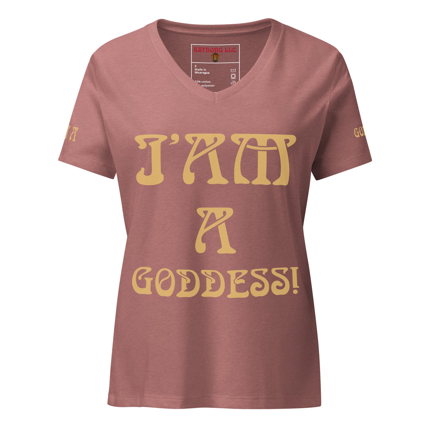 “I’AM A GODDESS!”Women’s Relaxed V-Neck T-Shirt W/Fawn Font