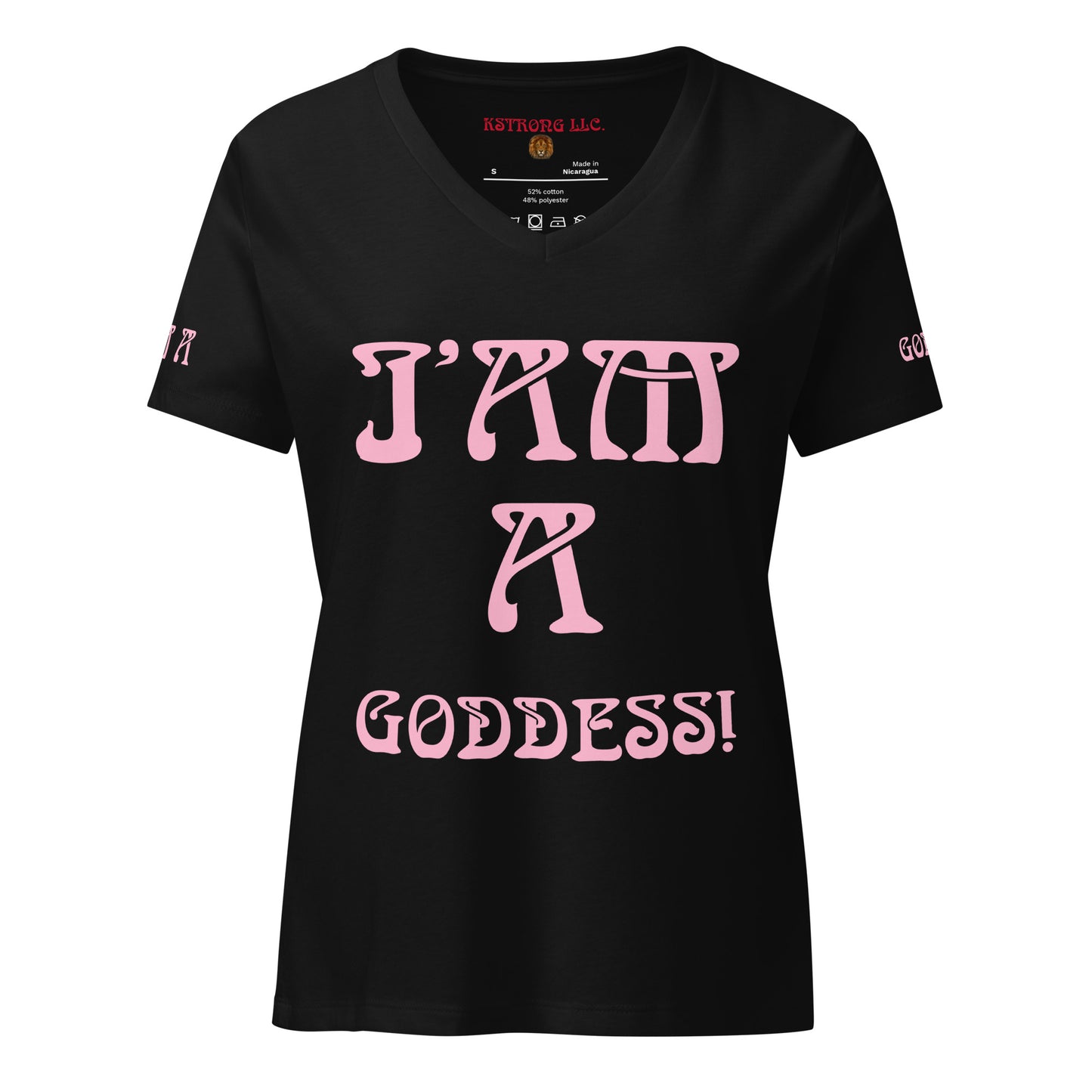 “I’AM A GODDESS!”Women’s Relaxed V-Neck T-Shirt W/Cotton Candy Font