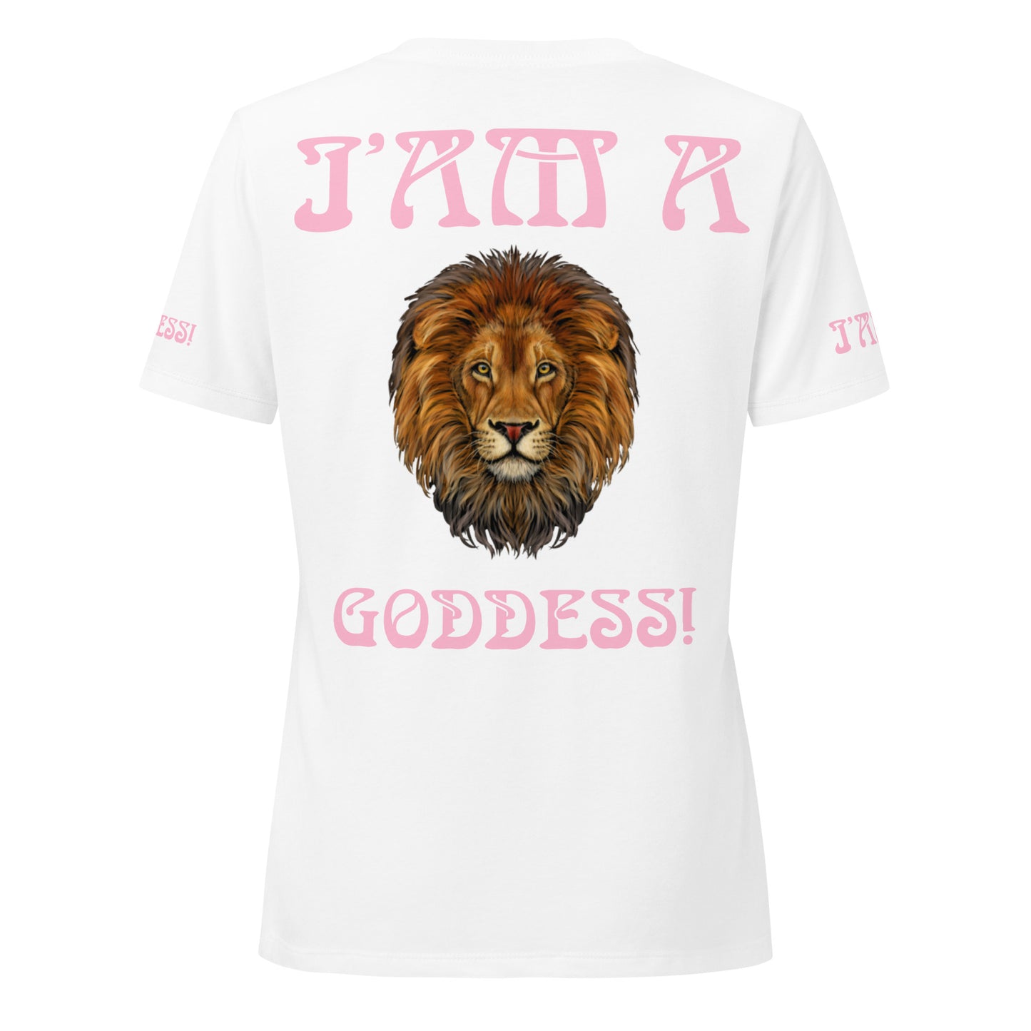 “I’AM A GODDESS!”White Women’s Relaxed V-Neck T-Shirt W/Cotton Candy Font