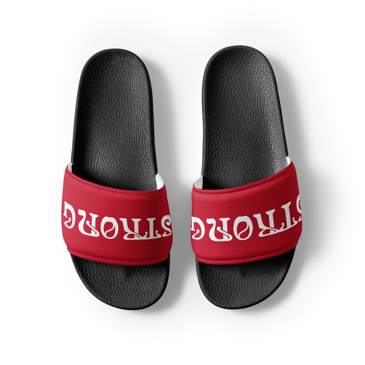 “STRONG”Red Women's Slides W/White Font