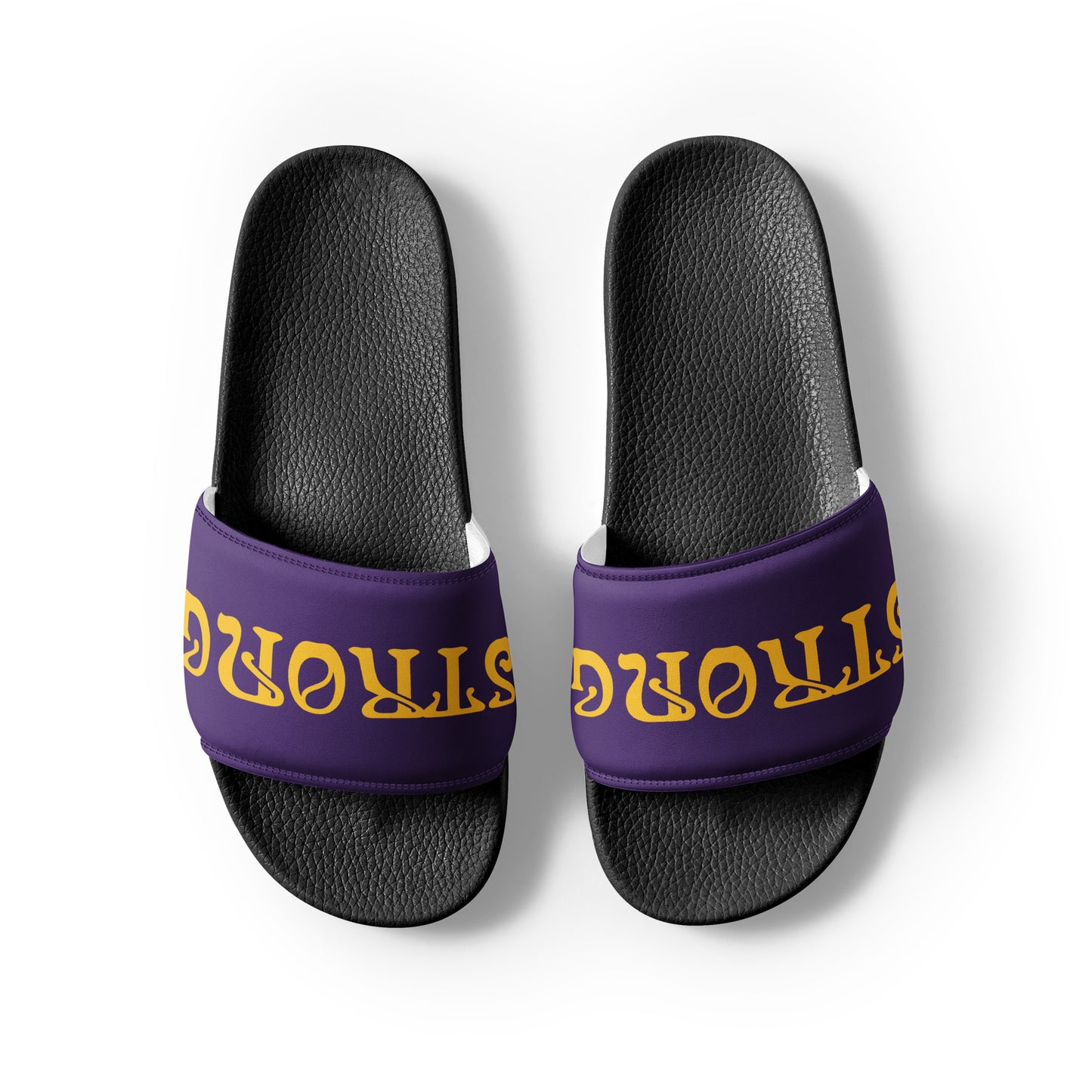 “STRONG”Purple Women's Slides W/Yellow Font