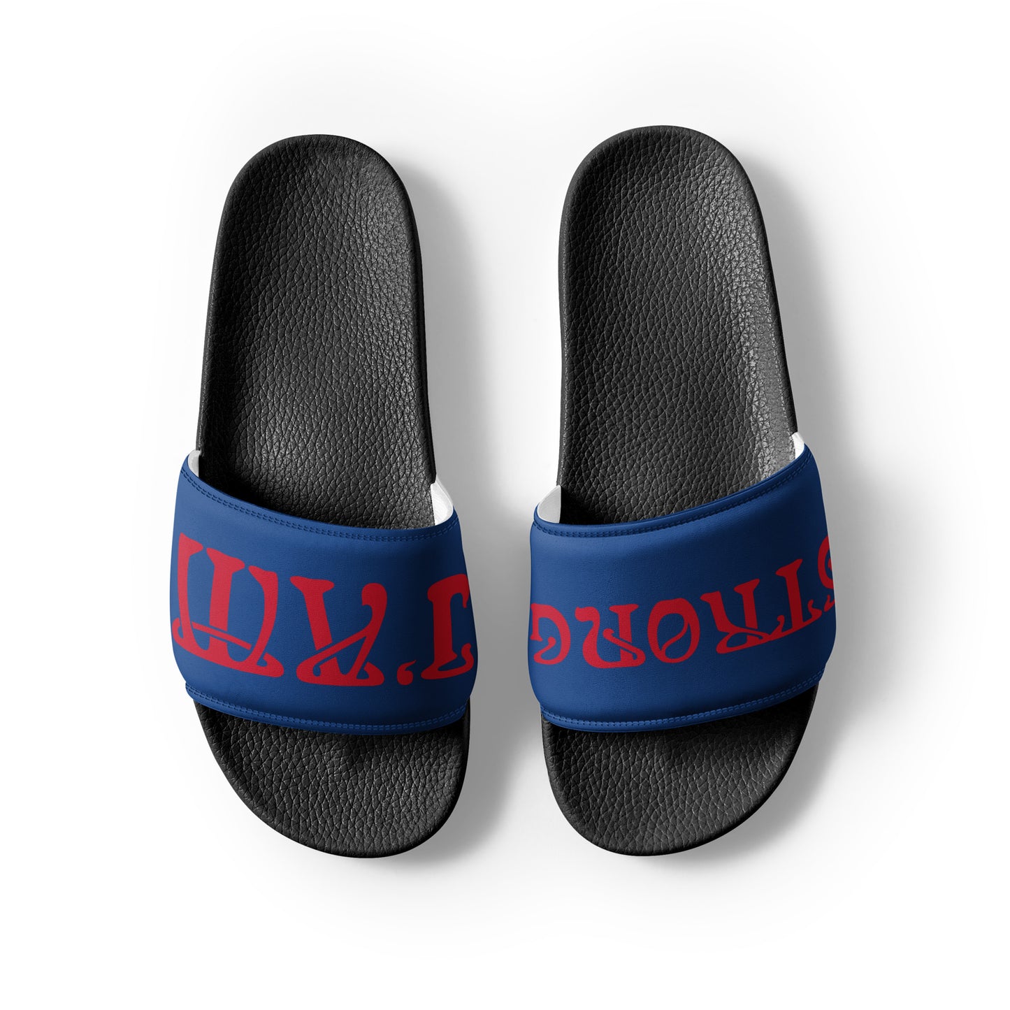 “I’AM STRONG!” Blue Women's Slides W/Red Font